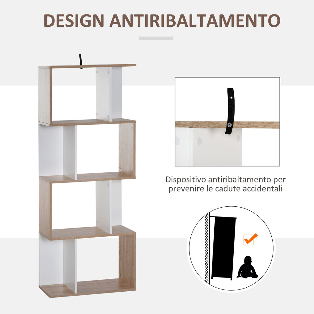 Easycomfort Libreria di Design Scaffale Ufficio Legno Moderna 4 Ripiani 60×24×148cm