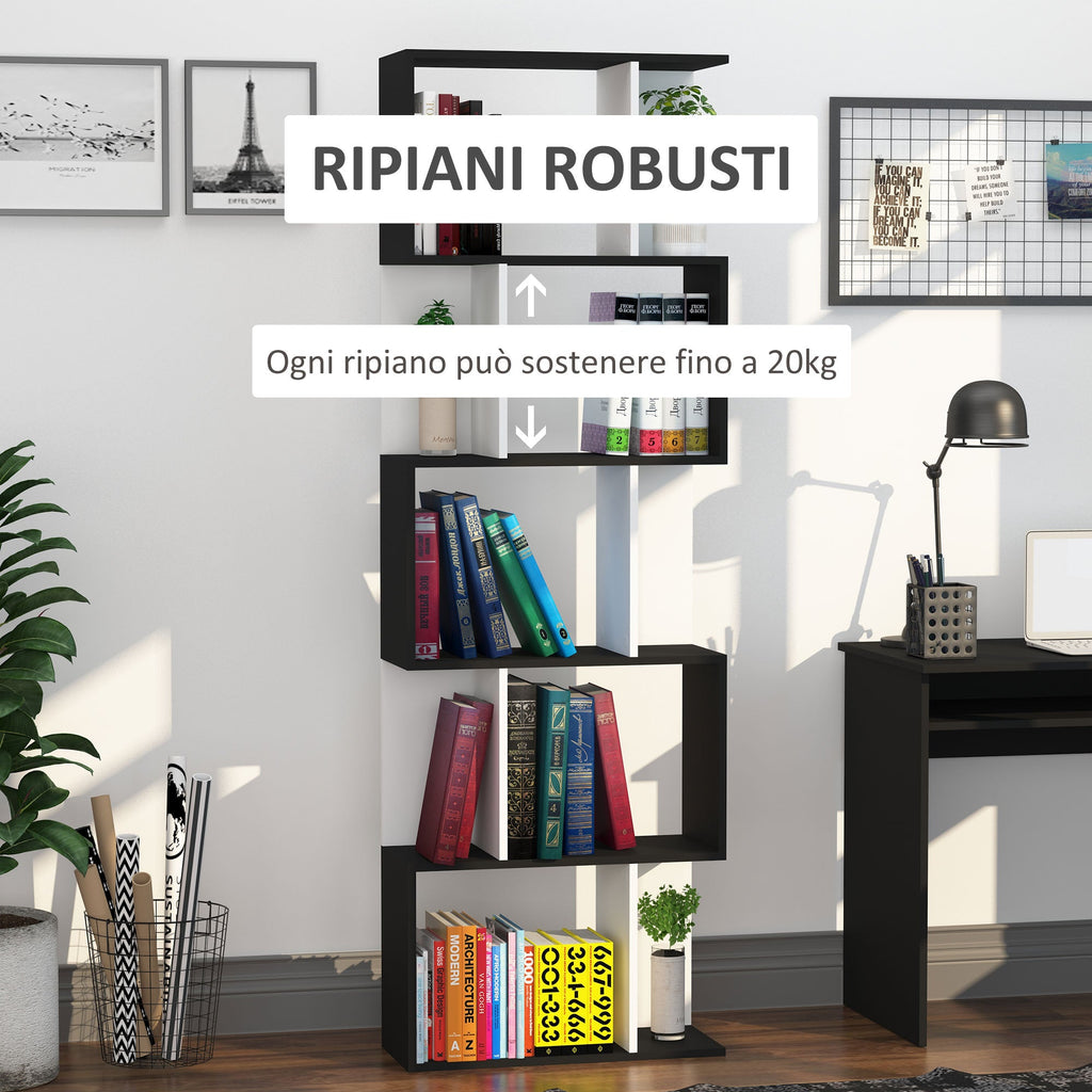 Easycomfort Libreria Moderna 5 Ripiani Pratici Finitura Eccellente, Superficie Liscia e a Prova di Umidità in Legno Truciolato black 60×24×184.5cm