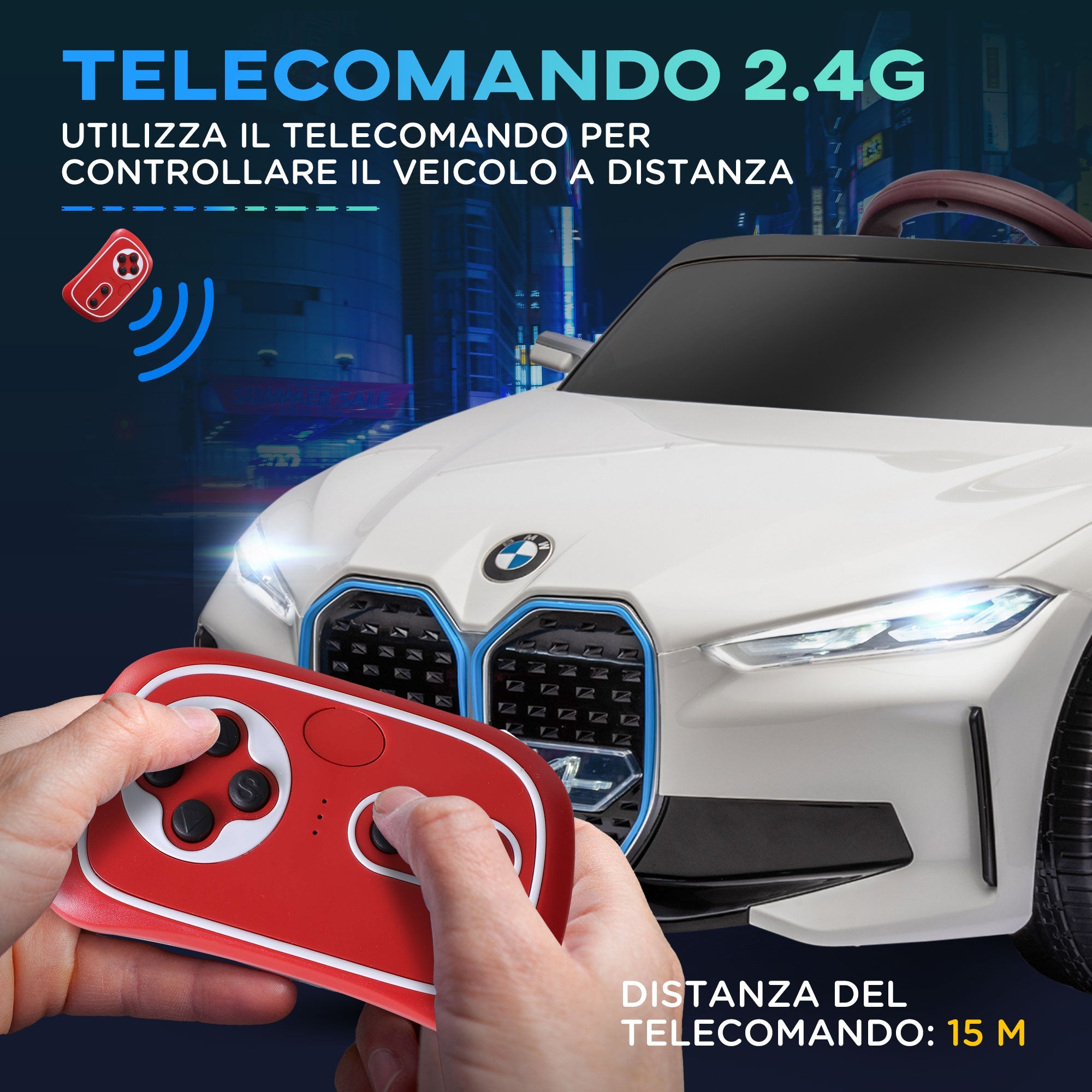 Easycomfort Macchina Elettrica per Bambini 3-6 Anni with Licenza BMW with Telecomando, Clacson e Fari, 115x67x45 cm, Bianca