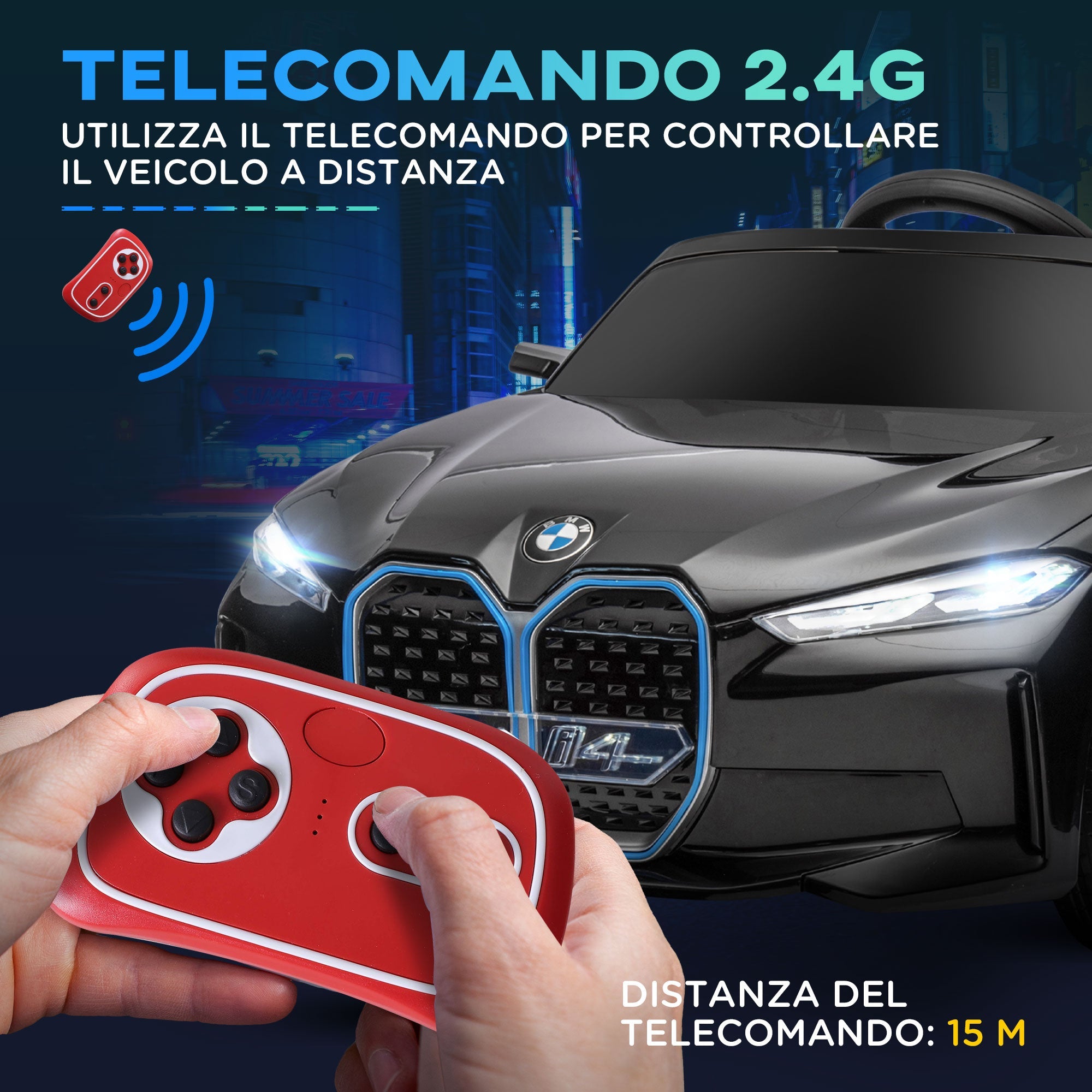 Easycomfort Macchina Elettrica per Bambini 3-6 Anni with Licenza BMW with Telecomando, Clacson e Fari, 115x67x45 cm, Nera