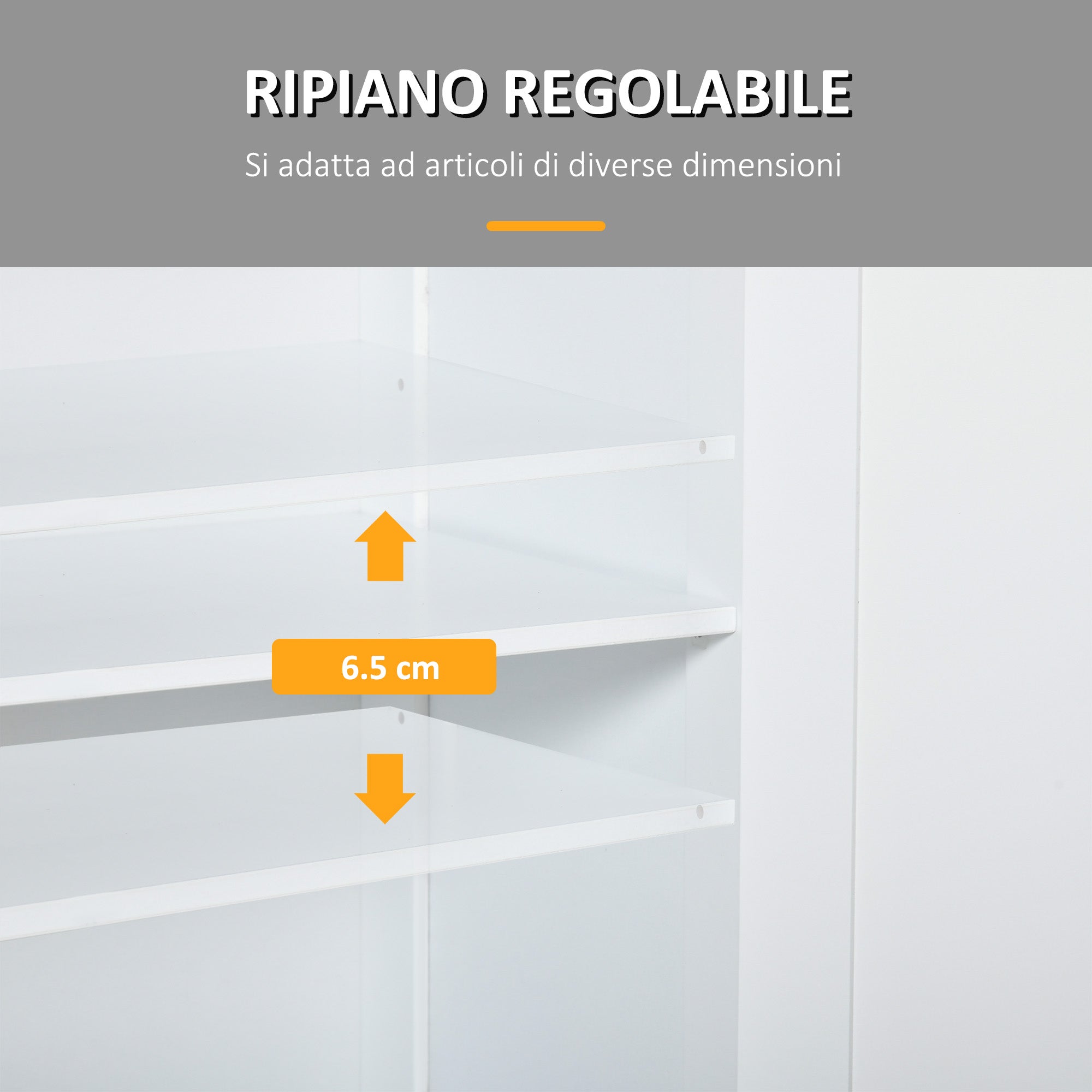 EasyComfort Badkamerkast 2-deurs met 2 lades, 60x30x75 cm wit