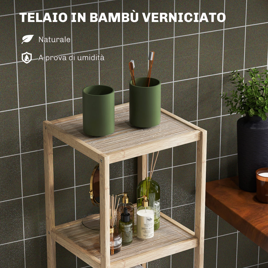 EasyComfort Mobile Bagno - Badkamerkast bamboe 4 niveaus 33x31x110 cm