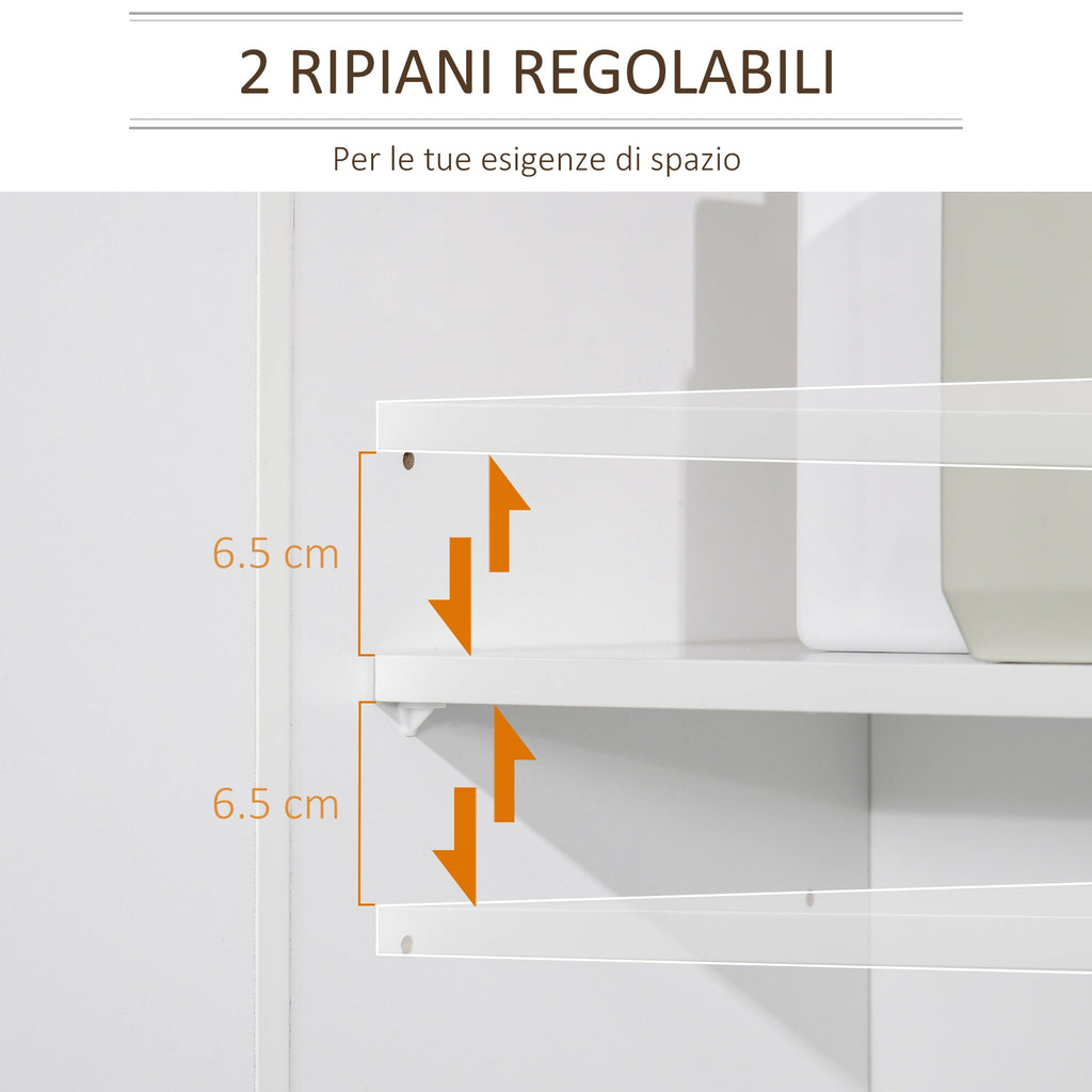 Easycomfort Mobile Bagno Salvaspazio in Legno, Mobile a Colonna with Armadietti e Cassetto, 39x30x180cm, white