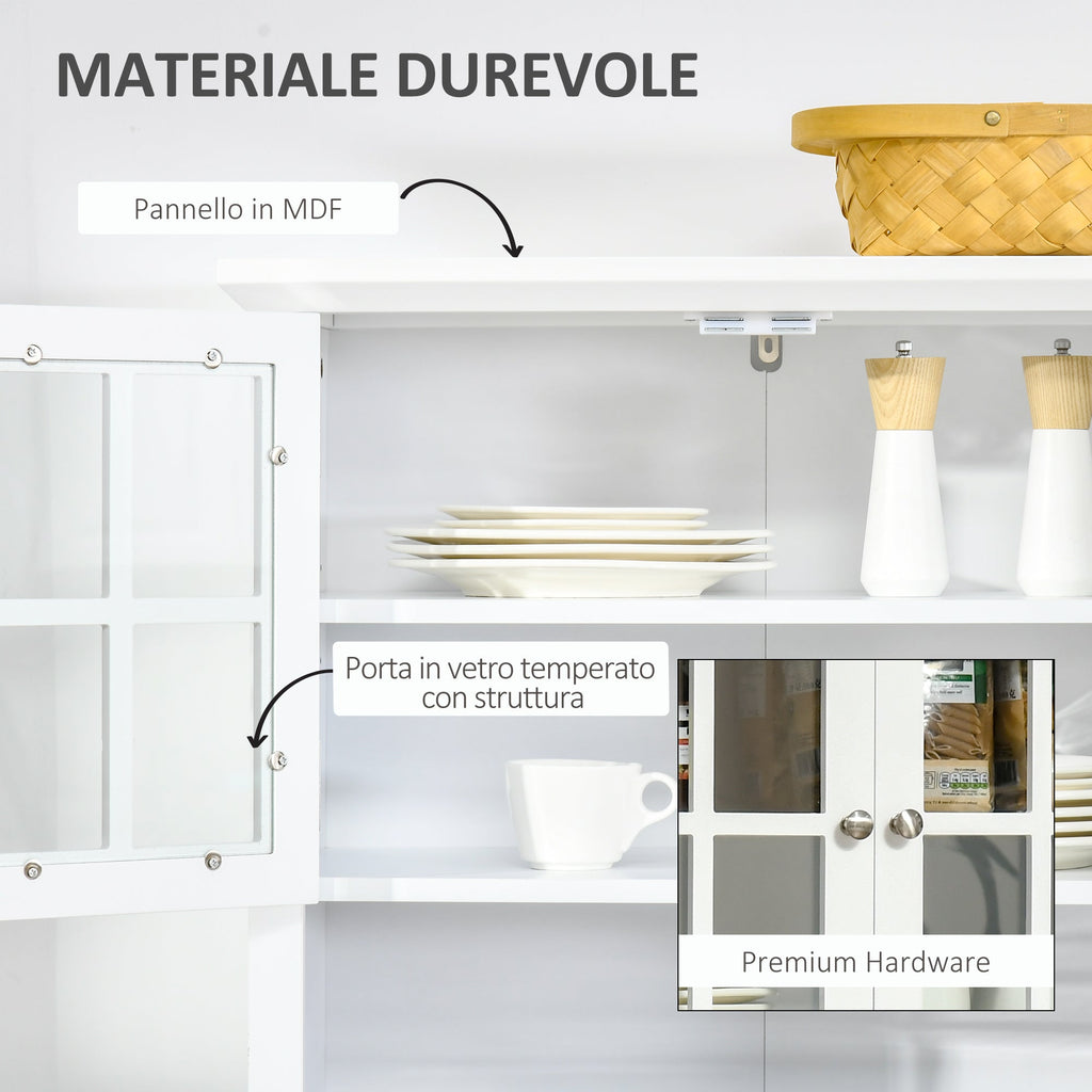 Easycomfort Mobile Dispensa Alto with 2 Armadietti, Ripiani Regolabili e Piano d'Appoggio, in MDF, 68.6x40x164 cm, white