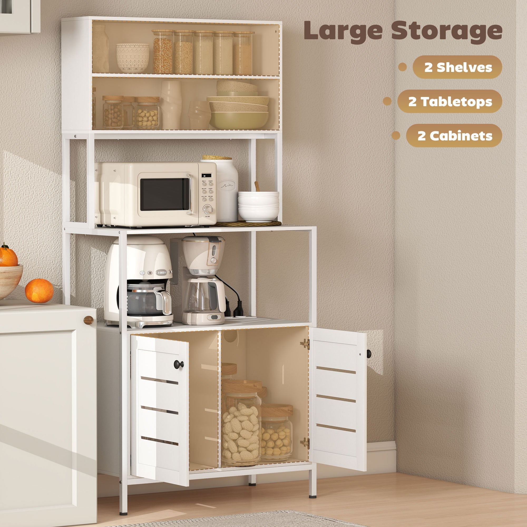 EasyComfort Voorraadkast met 2 stopcontacten, 80x42x171 cm, wit