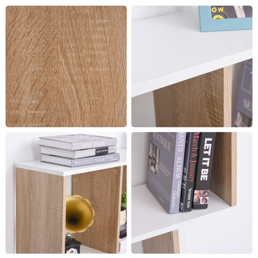 Easycomfort Mobile Libreria a 8 Ripiani per Soggiorno e Camera da Letto, in Legno, 100x27x124 cm, Rovere e white