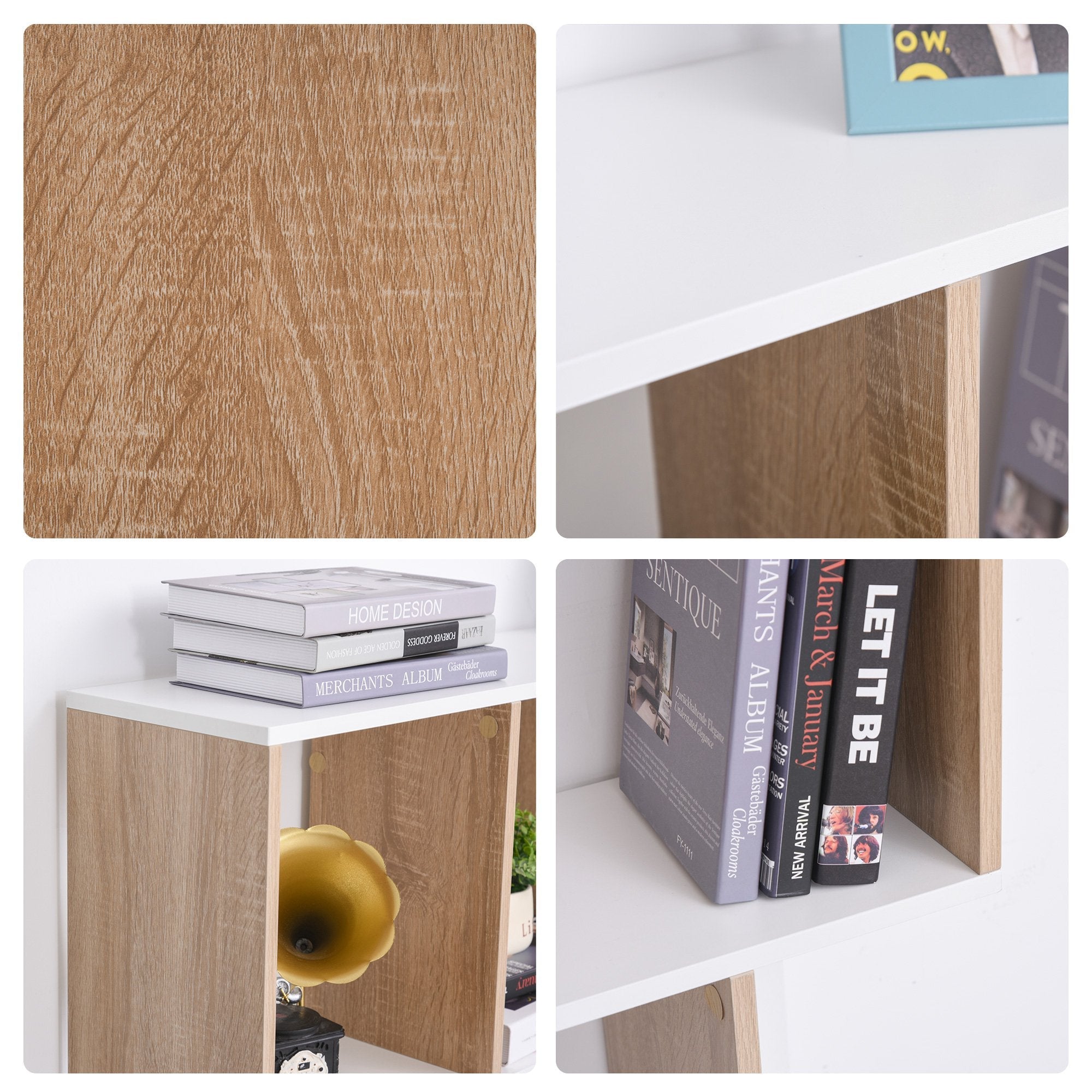 Easycomfort Mobile Libreria a 8 Ripiani per Soggiorno e Camera da Letto, in Legno, 100x27x124 cm, Rovere e white