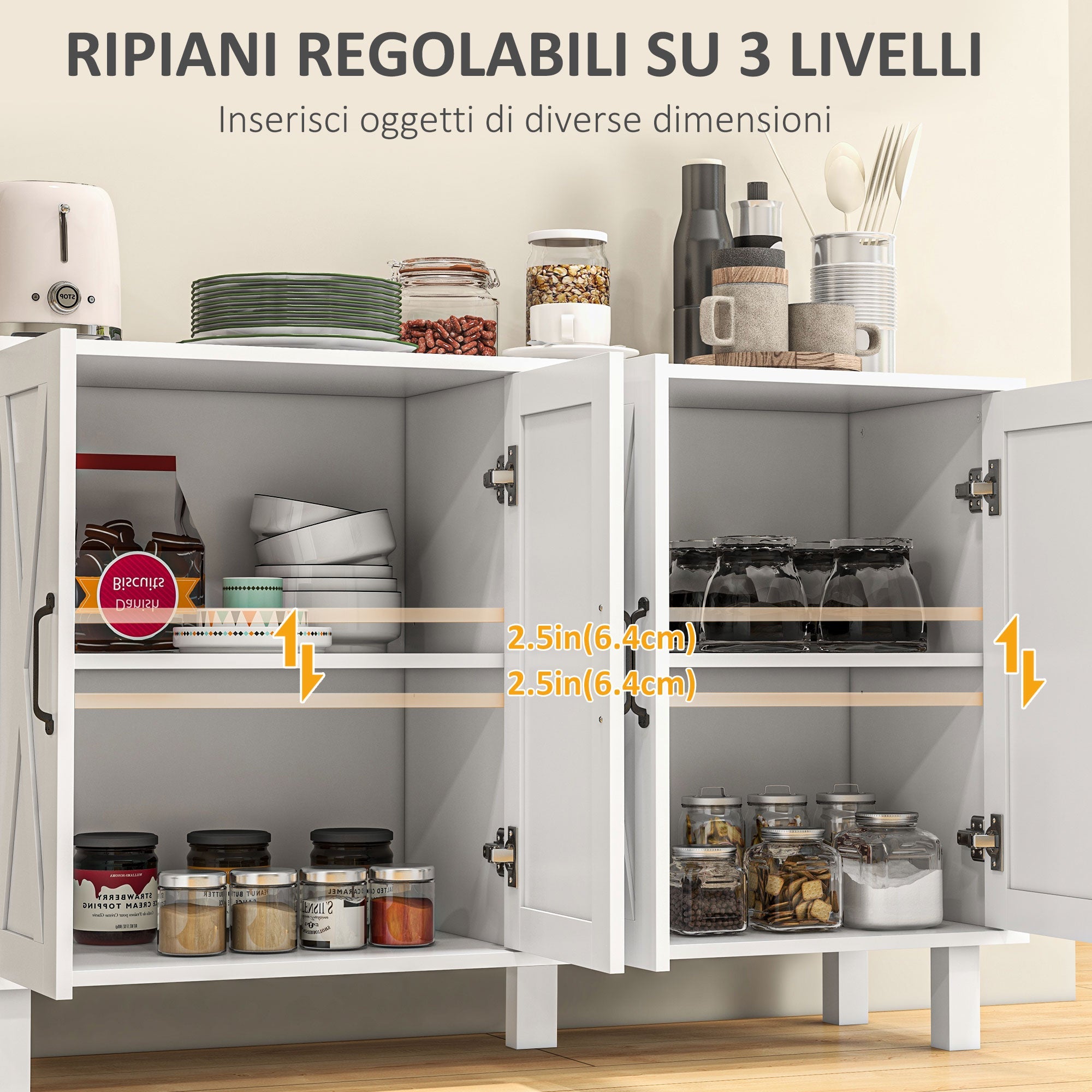 EasyComfort multifunctionele kast 4 niveaus 120x37x75 cm wit