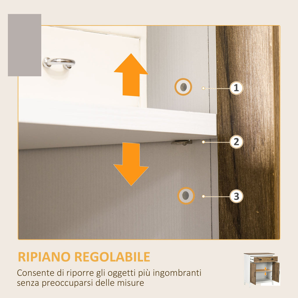 Easycomfort Mobile Multiuso in Truciolato with Armadietto e Cassetto in Stile Rustico, 78.5x39x89.4cm, white