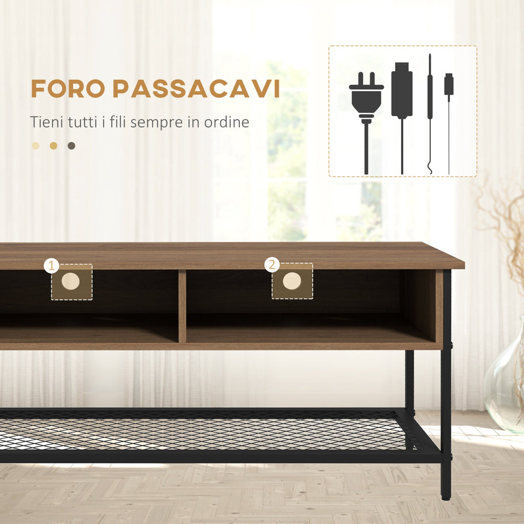 Easycomfort Mobile Porta TV fino 48" Stile Industriale in Legno e Acciaio, 110x40x48cm, Marrone e black