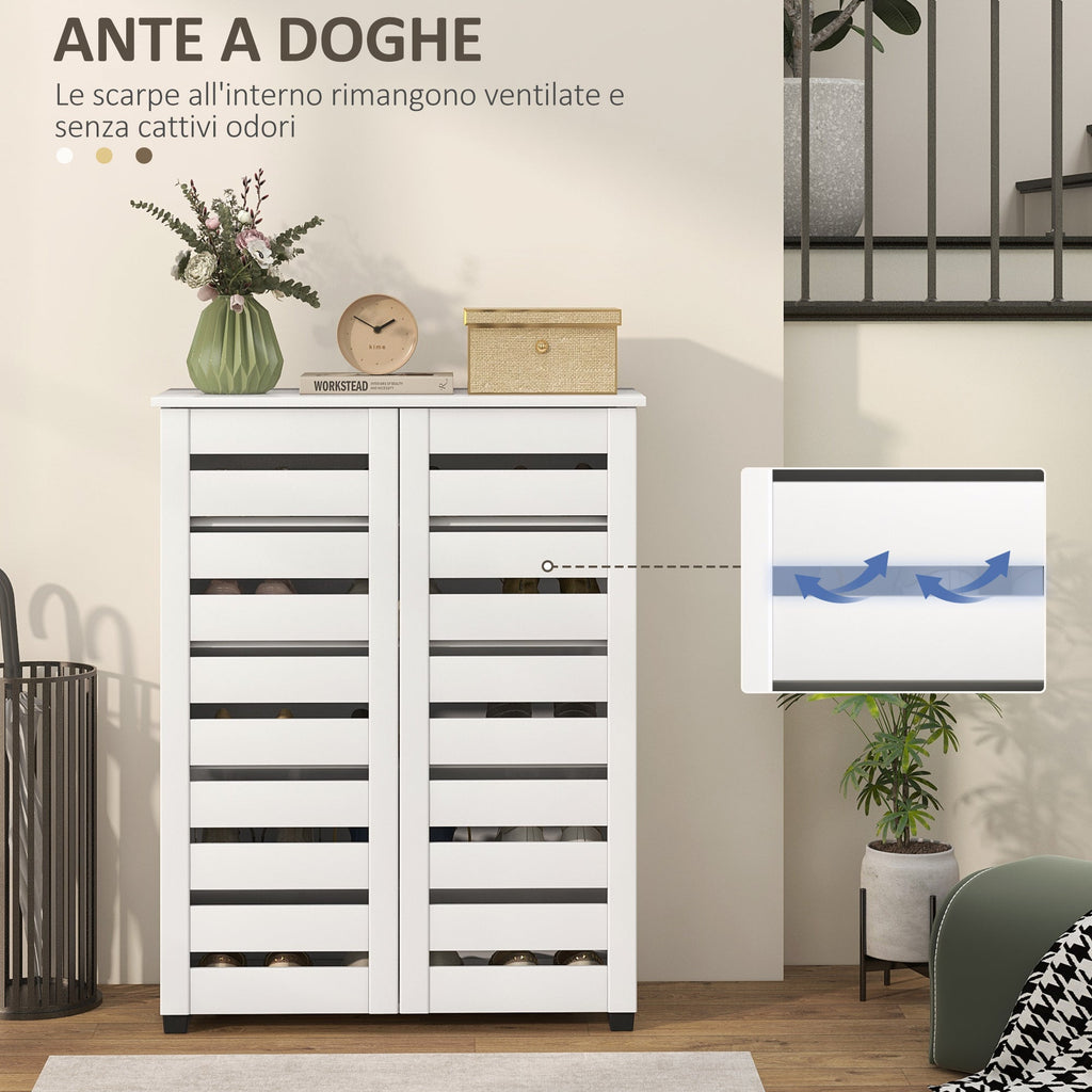 EasyComfort 5‑niveau schoenenkast, 4 verstelbare planken, 76x33x98 cm, wit