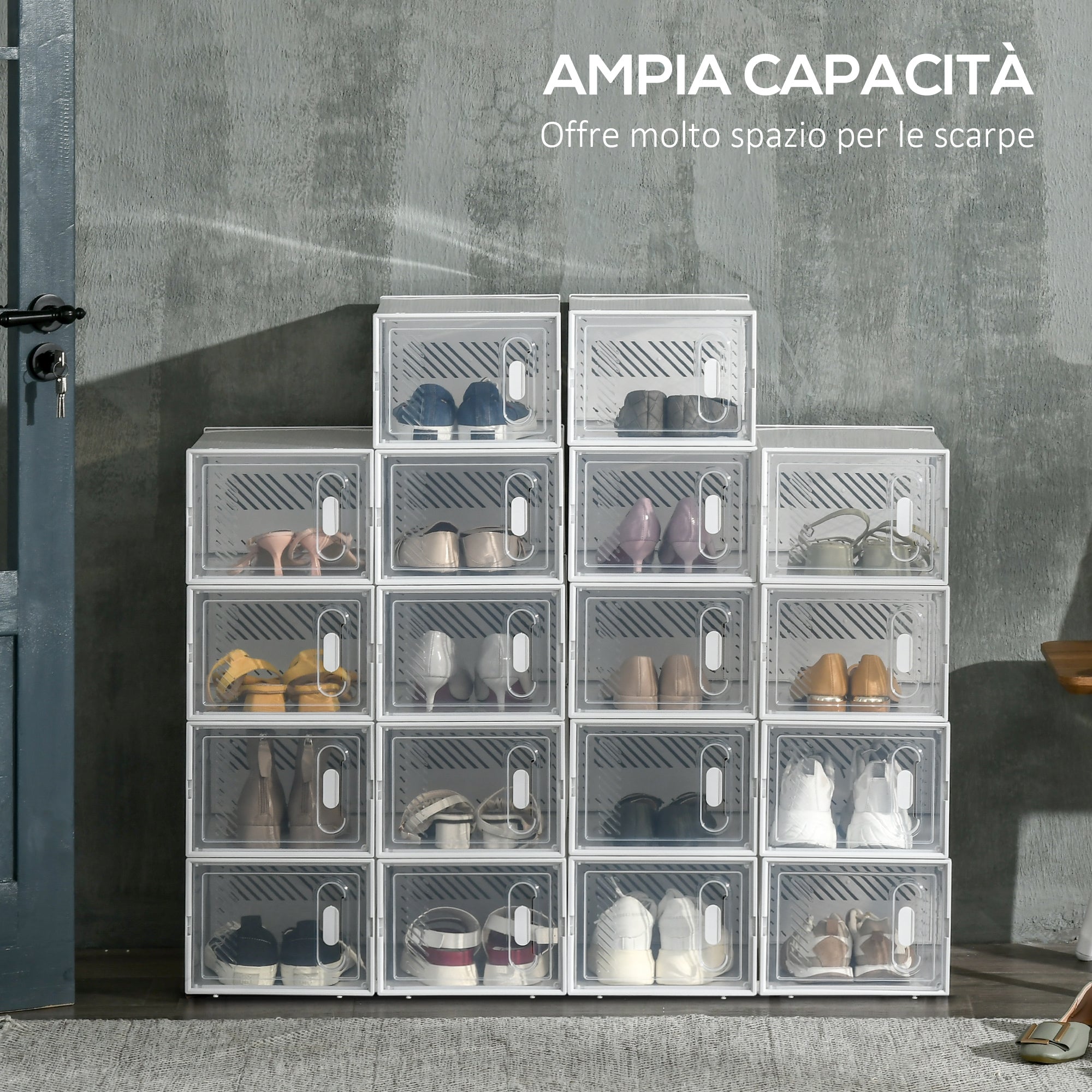 EasyComfort Mobile Scarpiera Rettangolare schoenenkast, 18 vakken (25x35x19 cm)