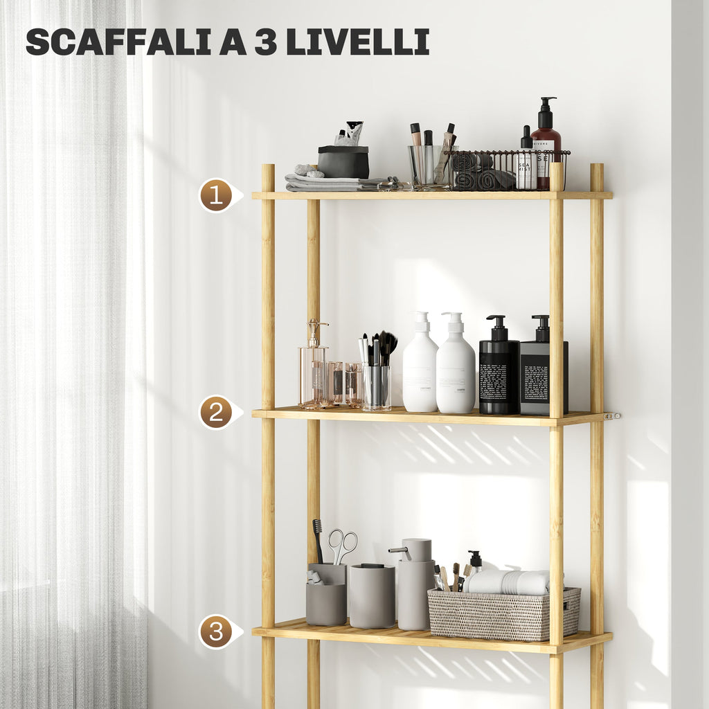 EasyComfort Mobile Sopra WC bovenkast voor toilet, 3 lattenplanken, 63.5x25.5x181 cm