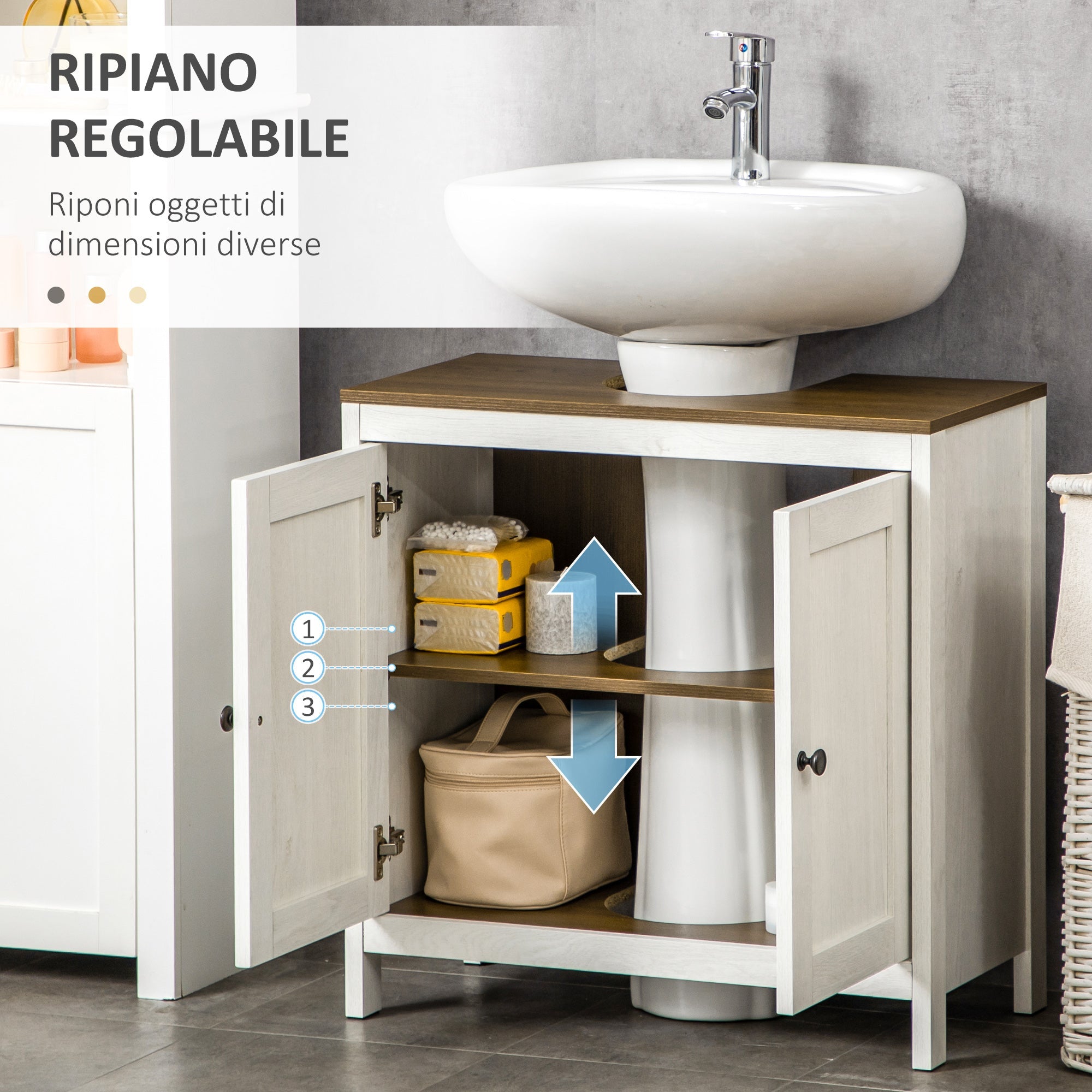 EasyComfort Mobile Sotto Lavabo badmeubel 60x30x60 cm wit/noot