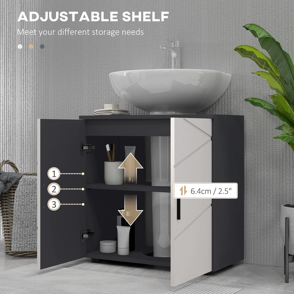 Easycomfort Mobile Sottolavabo Bagno per Piedistallo with Armadietto 2 Ante, 60x30x60cm, Grigio