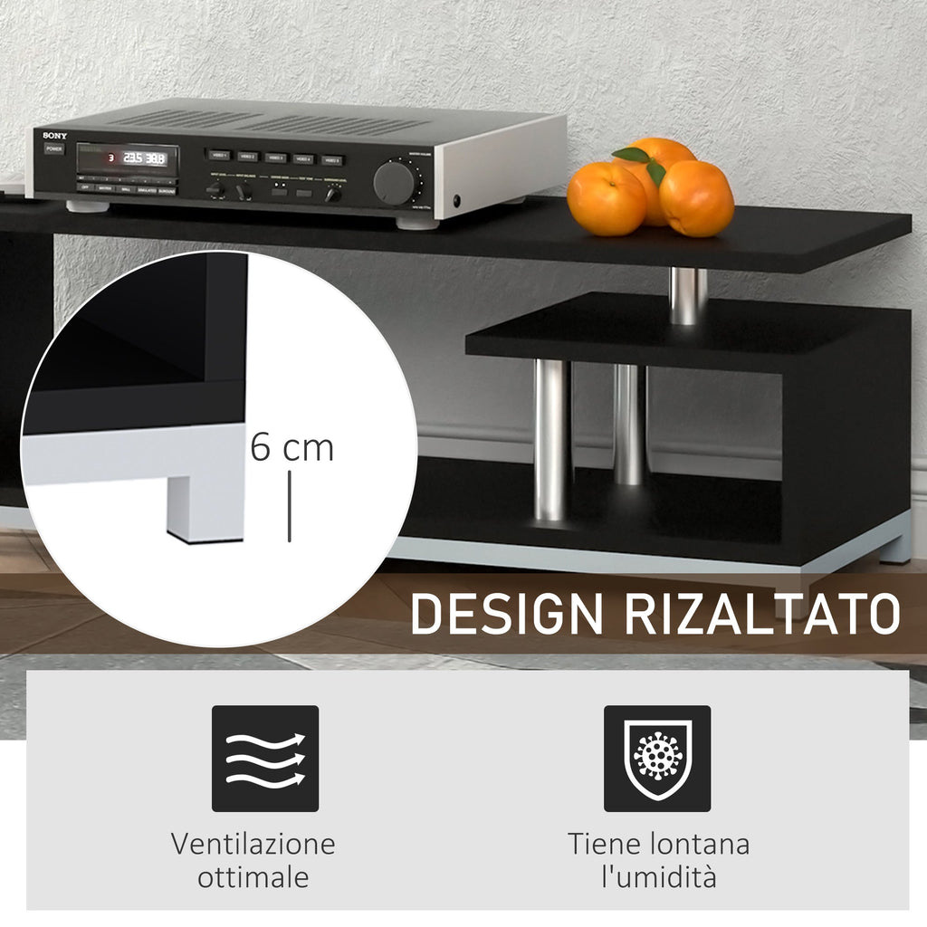Easycomfort Mobile TV Moderno with Ripiano in Legno, Mobiletto Tavolino Basso da Salotto 114x40x40.5cm, black