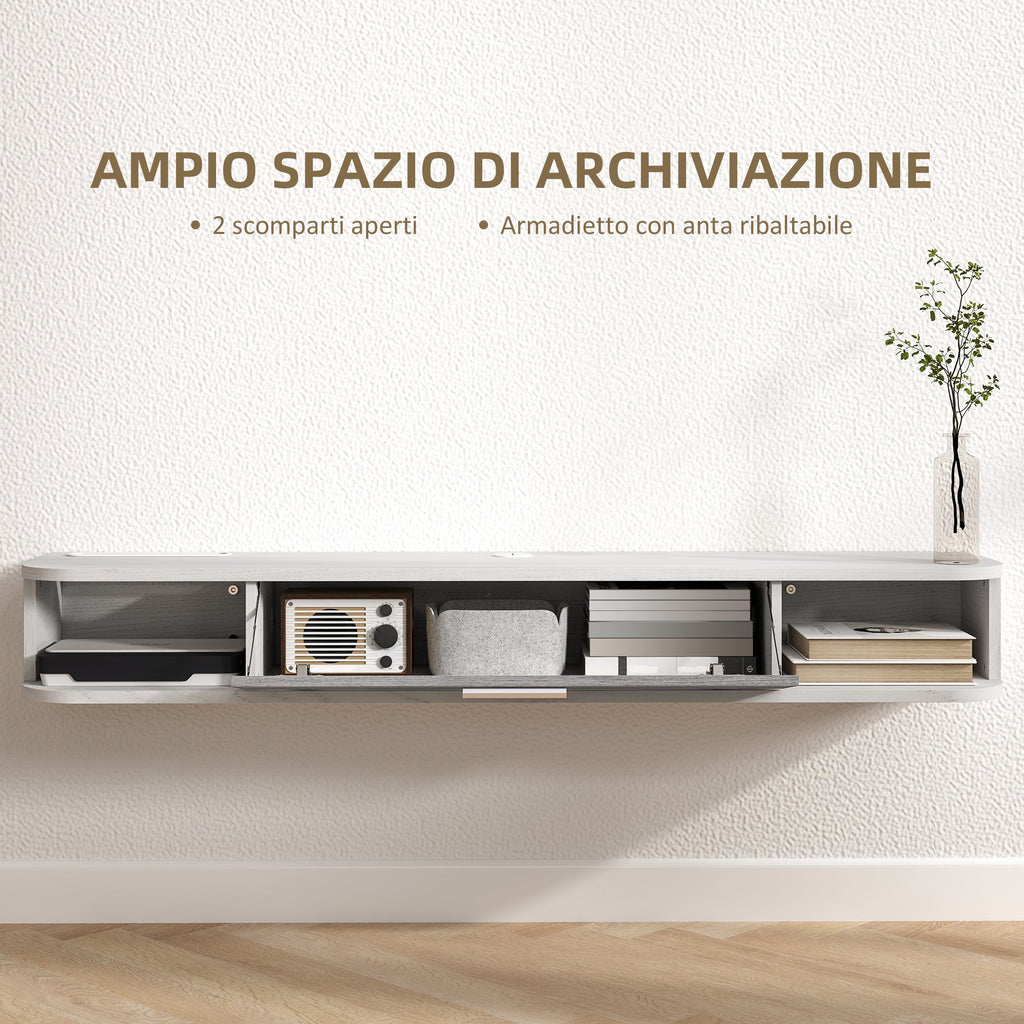 EasyComfort TV-wandmeubel 120x26x16 cm, wit/grijs