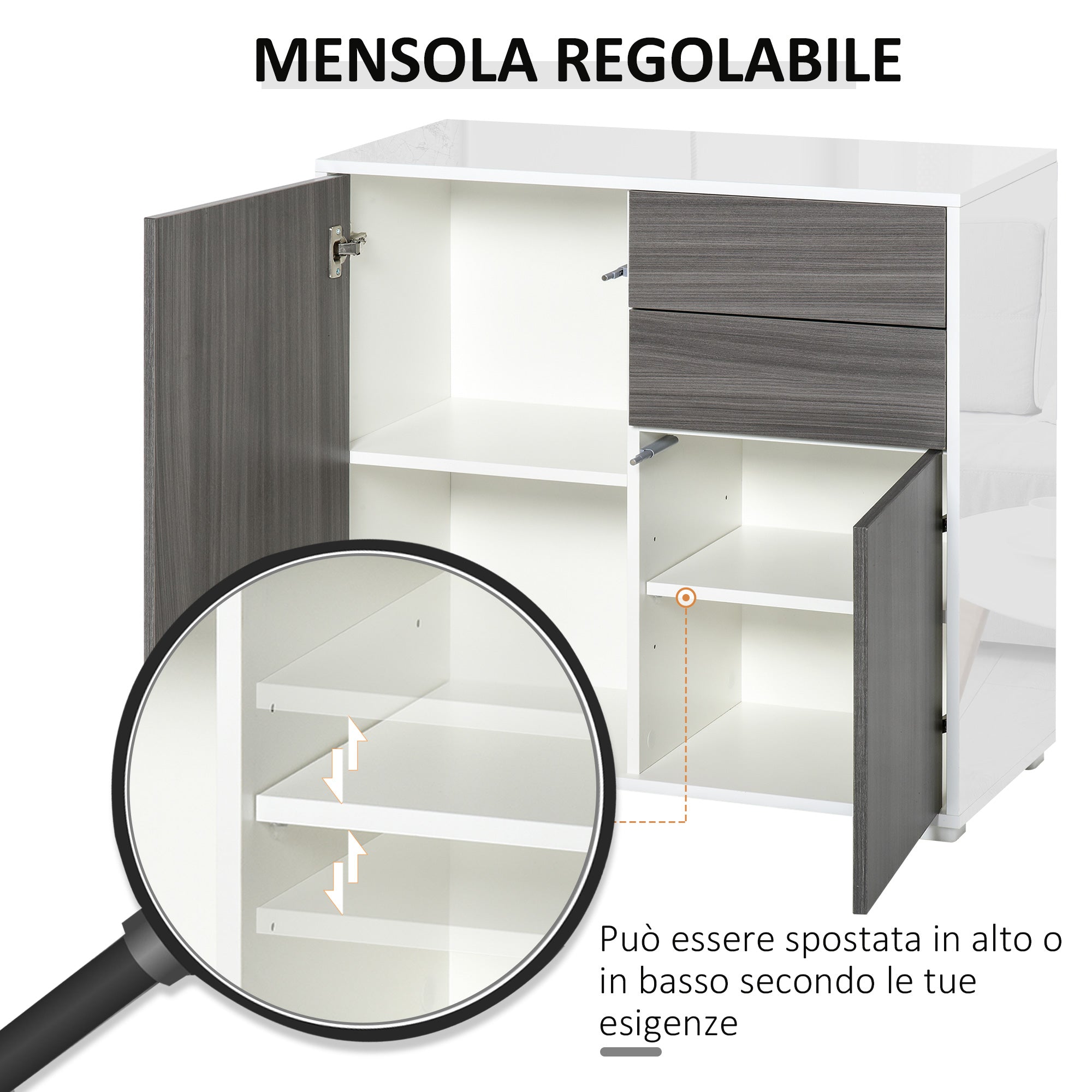 EasyComfort Mobiletto 2 Cassetti e 2 Ante kast 79x36x74 cm