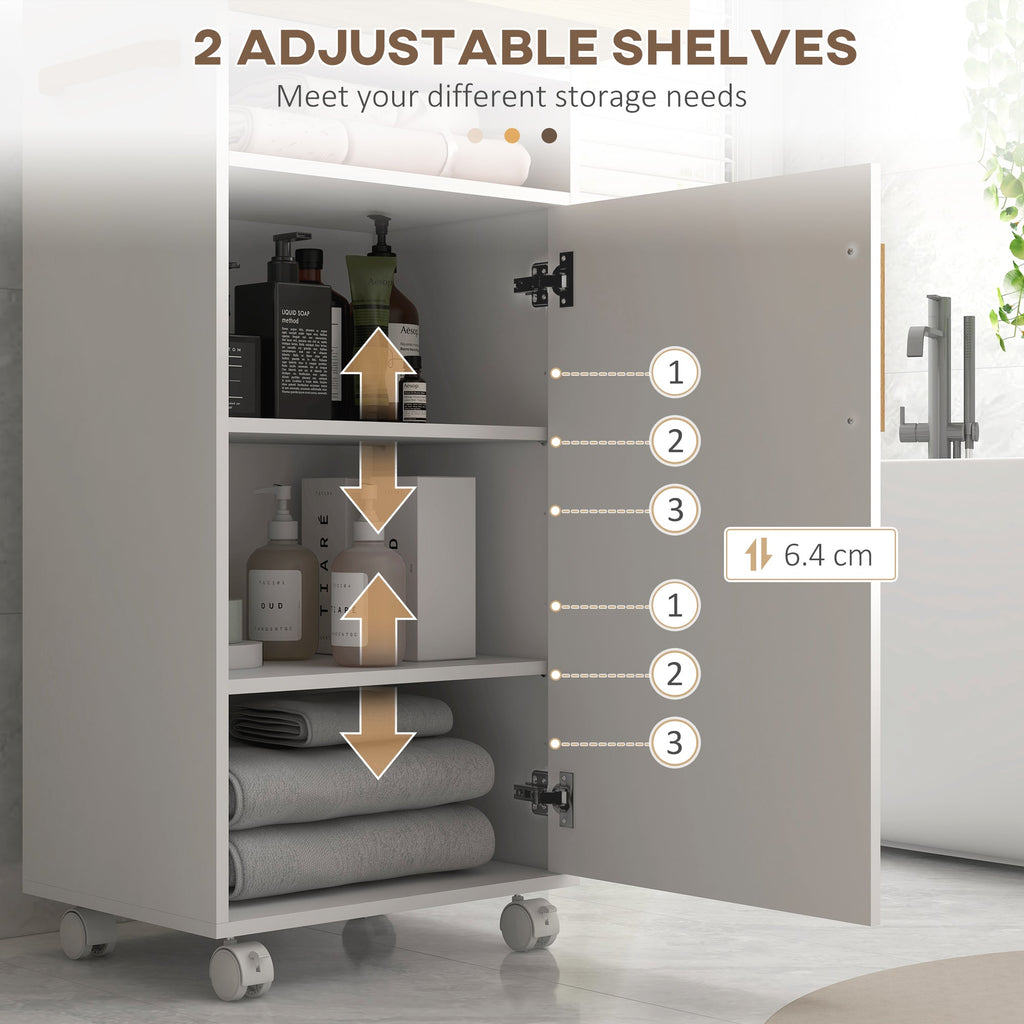 Easycomfort Mobiletto Bagno with Vassoio Rimovibile, Ripiano Aperto e Armadietto Chiuso, in Truciolato, 40x30x88 cm, white