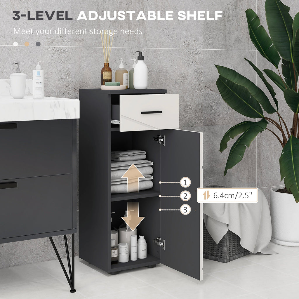 Easycomfort Mobiletto Bagno in Truciolato with Cassetto e Armadietto a 2 Livelli Regolabili, 30x30x82 cm, Grigio