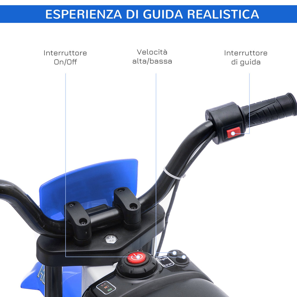 Easycomfort elektrische crossmotor voor kinderen 12V - blauw