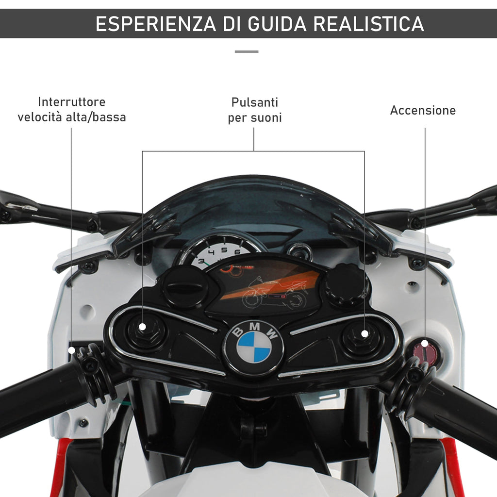 Easycomfort Moto Elettrica per Bambini 3-8 Anni with Licenza BMW, Batteria 12V, Rotelle e Luci, 110x47x69 cm