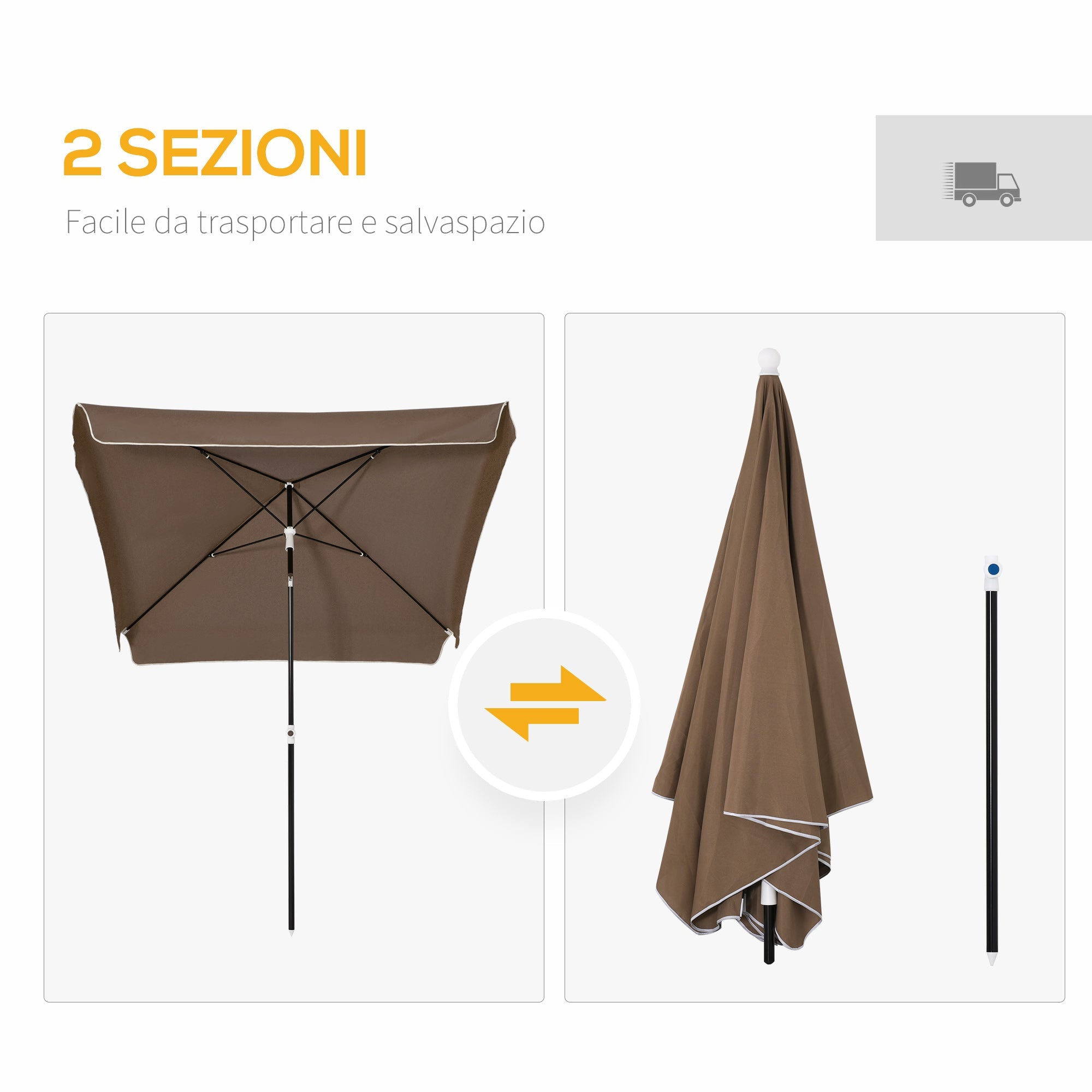 EasyComfort 2x2 m vierkante parasol – verstelbaar en draagbaar