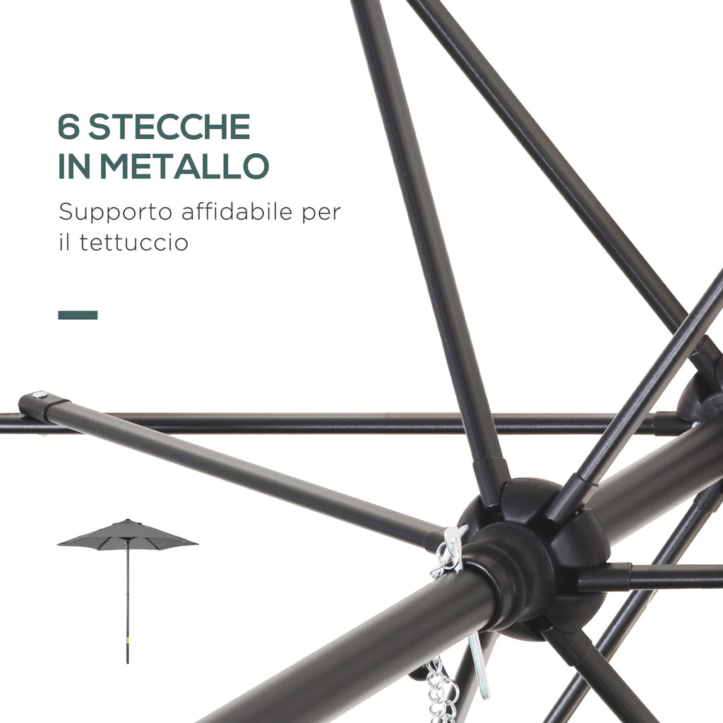 EasyComfort Tuinparasol Ø196 cm, 6 stokken, antraciet