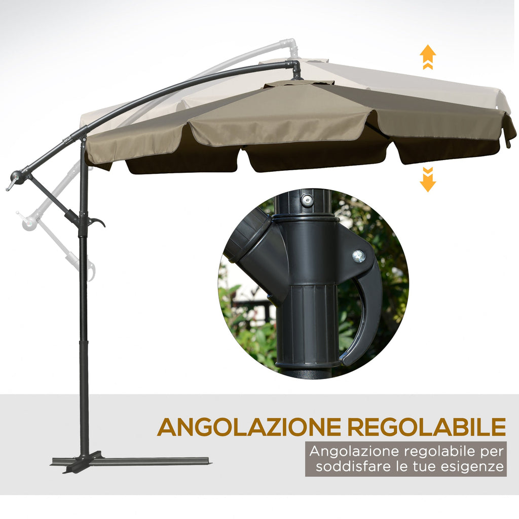 EasyComfort Ombrellone da Giardino a Braccio with Apertura a Manovella in Metallo e Poliestere, Ø2.7x2.7 m, Caffè