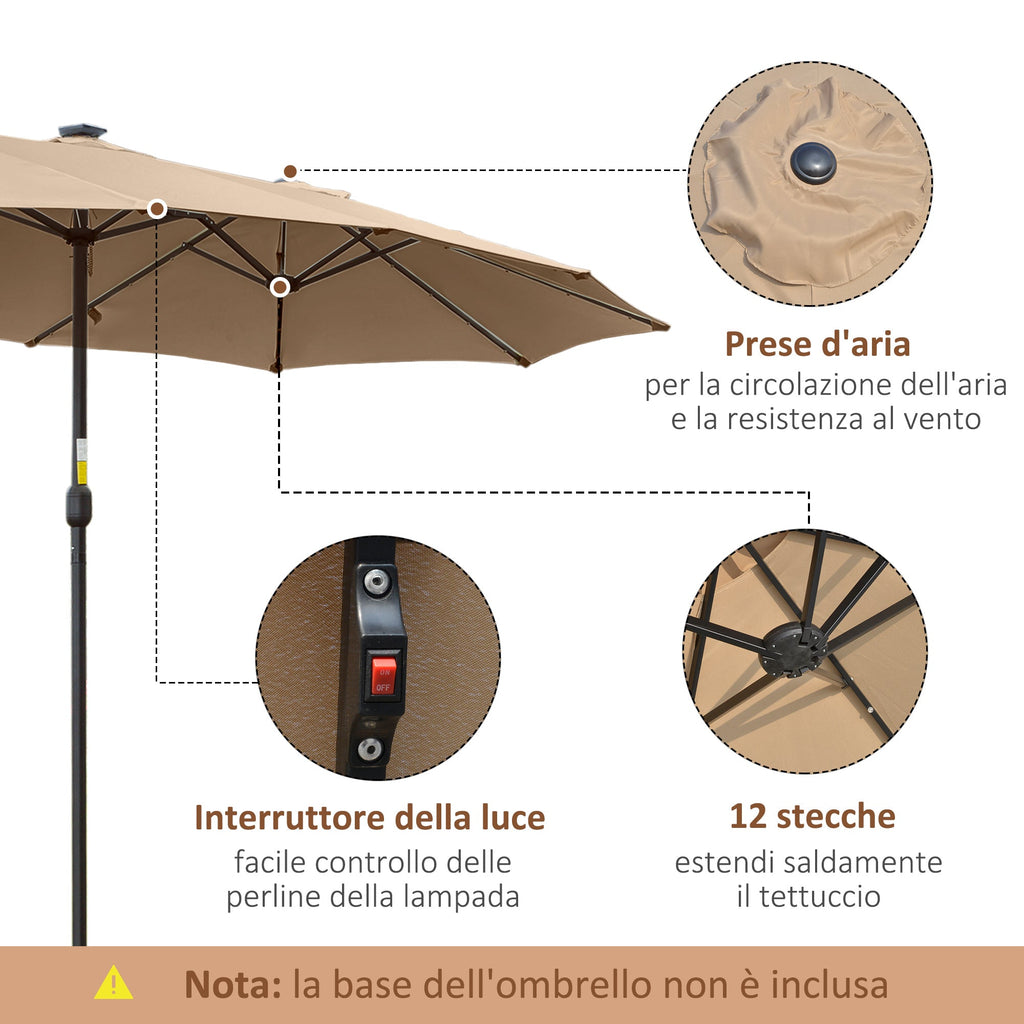 EasyComfort Dubbele tuinparasol 4.5 m met 48 LED