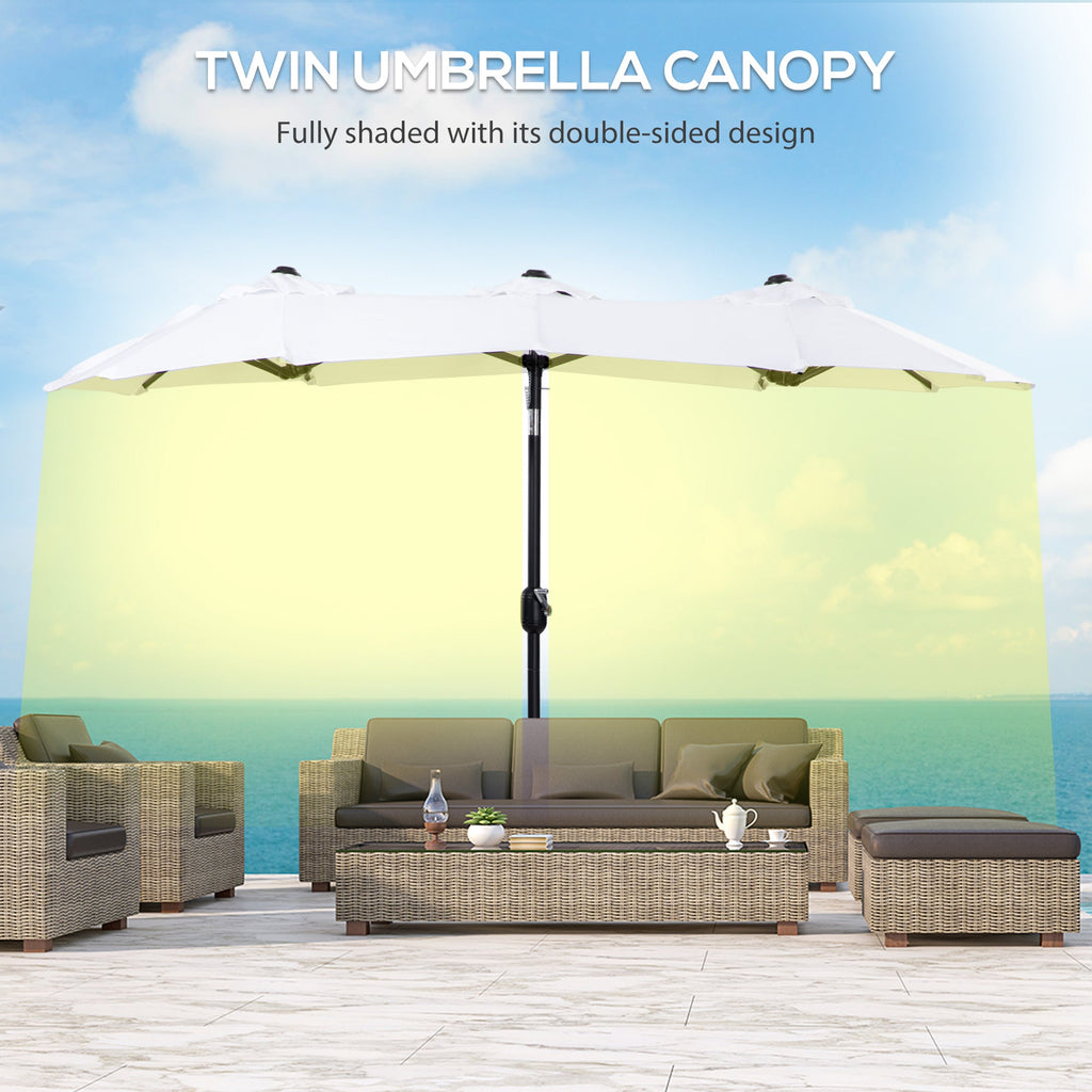 Easycomfort Ombrellone da Giardino Doppio Inclinabile with Apertura a Manovella, 295x152x222cm, white