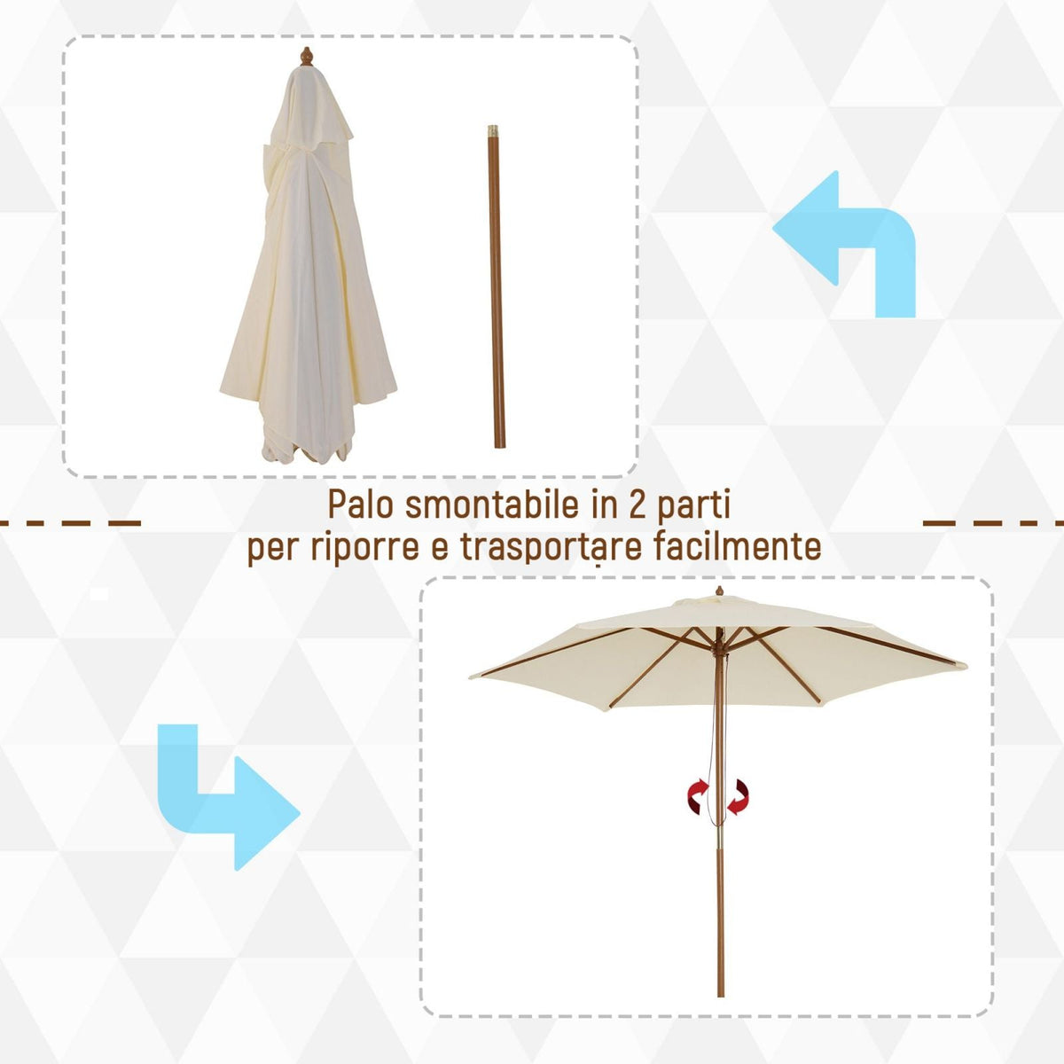 EasyComfort Garden and Terrace Parasol 2.5x2.3m beige