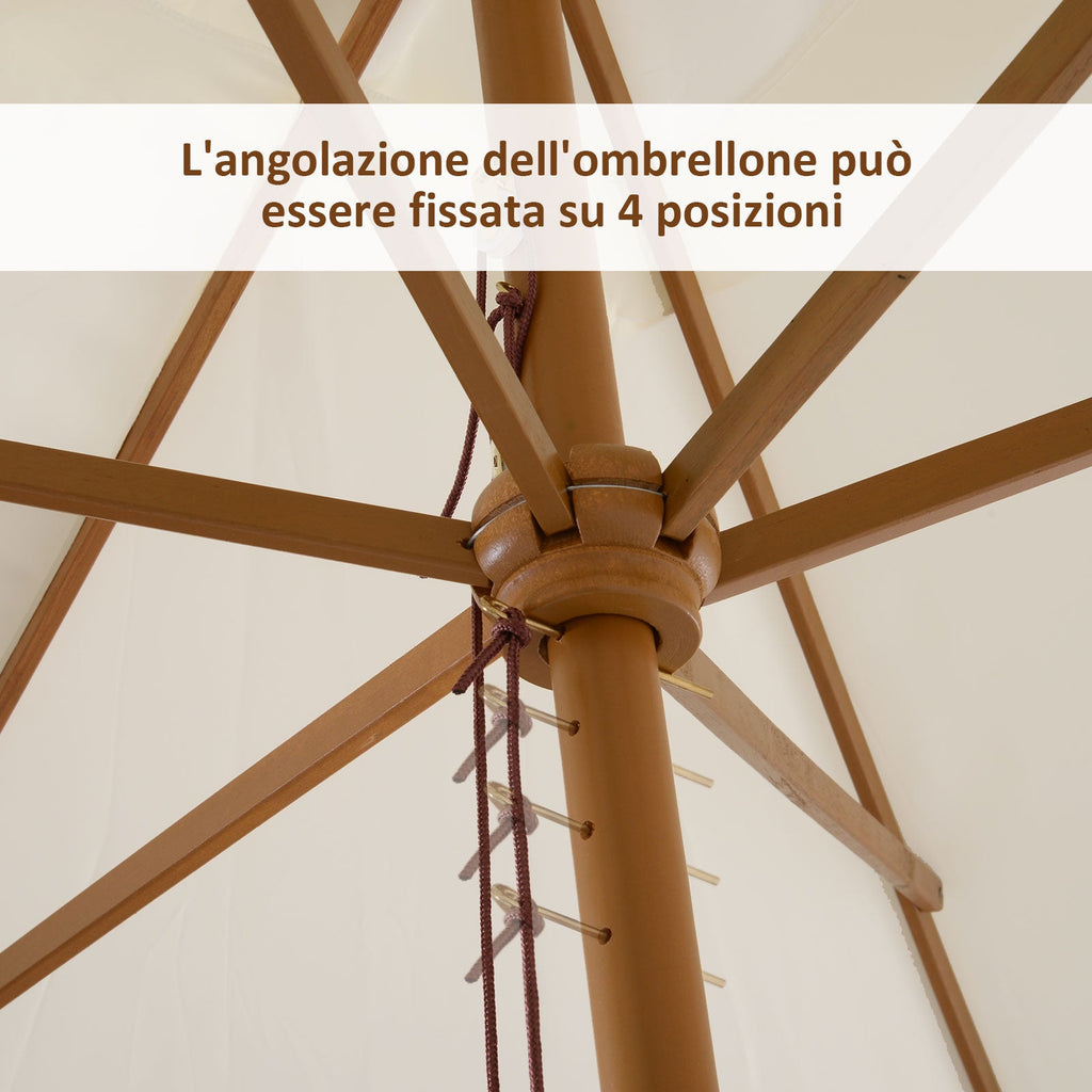 EasyComfort Ombrellone m da Giardino 2x3 in Legno Laccato with Copertura Rimovibile, white