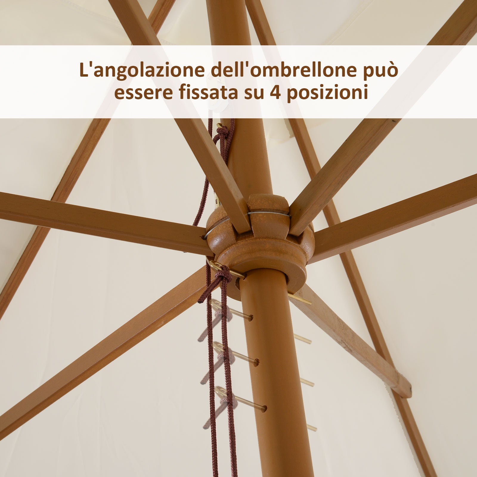 EasyComfort Ombrellone m da Giardino 2x3 in Legno Laccato with Copertura Rimovibile, white