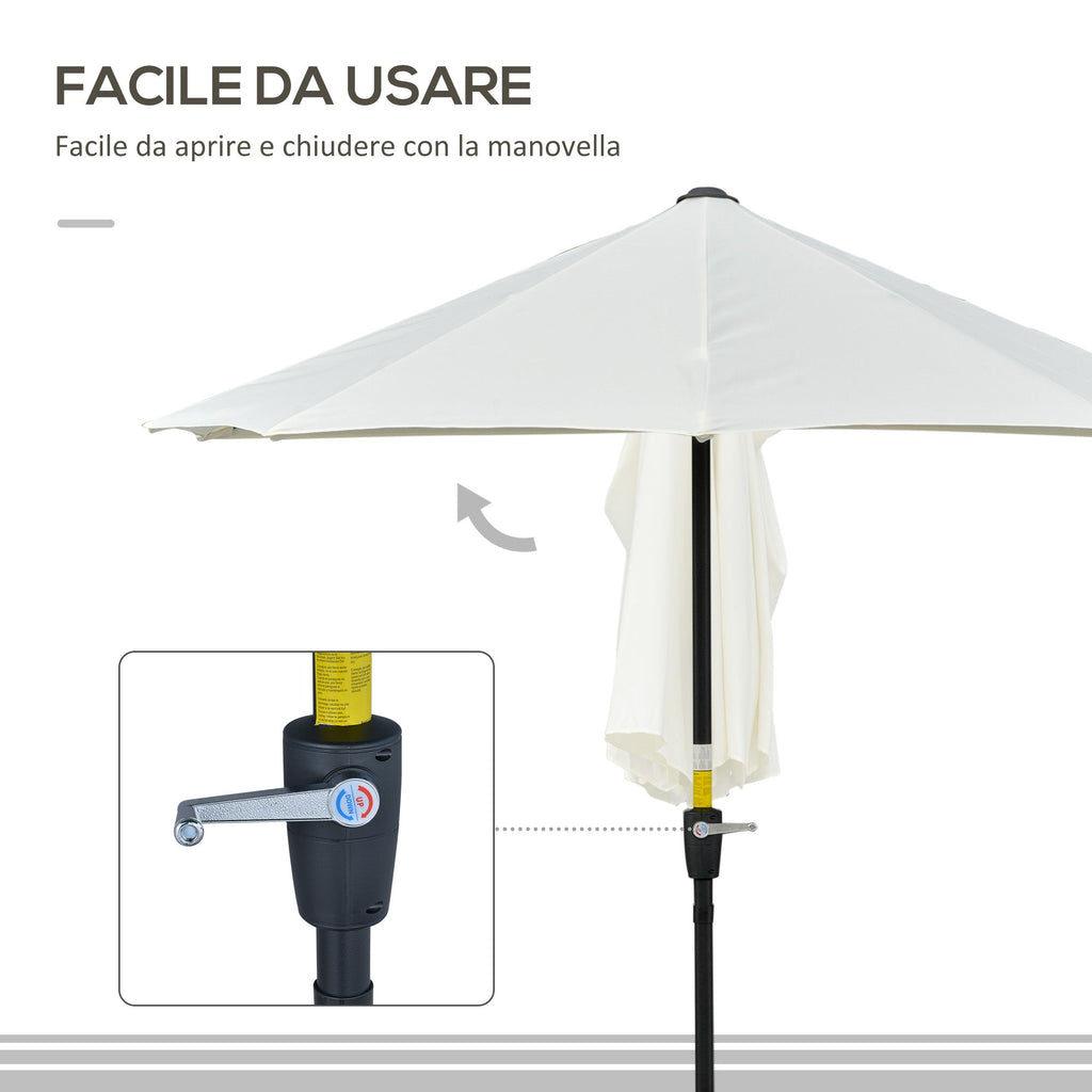 EasyComfort Ombrellone Semicircolare with Manovella e Tettuccio Anti UV, 200x190x240 cm, Crema