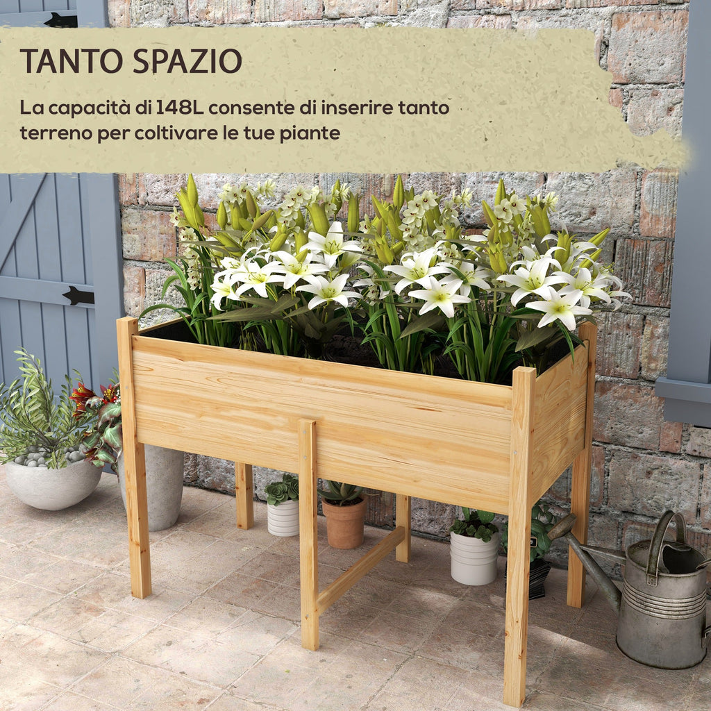 EasyComfort Orto Rialzato with 2 Fori di Drenaggio e Sacca in Tessuto non Tessuto, in Legno di Abete, 115x55x80 cm