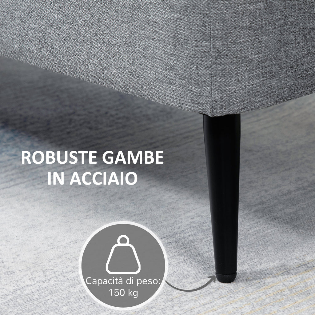 EasyComfort Panca Contenitore in Tessuto Effetto Velluto, per Camera, Soggiorno e Ingresso, 101x38.5x44.5 cm, Grigio