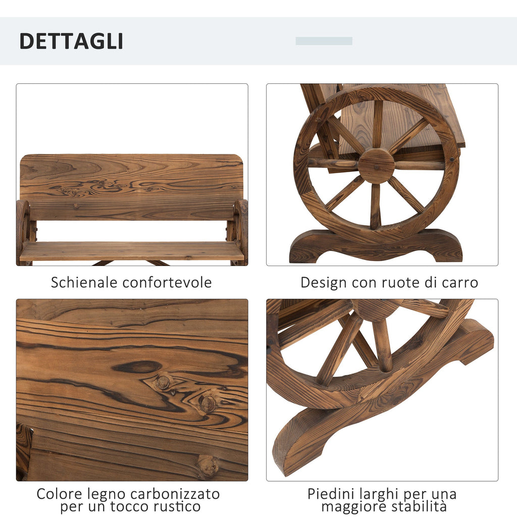 EasyComfort Panca da Giardino 2 Posti with Schienale Alto, in Legno di Abete, 114x58x80 cm, Marrone