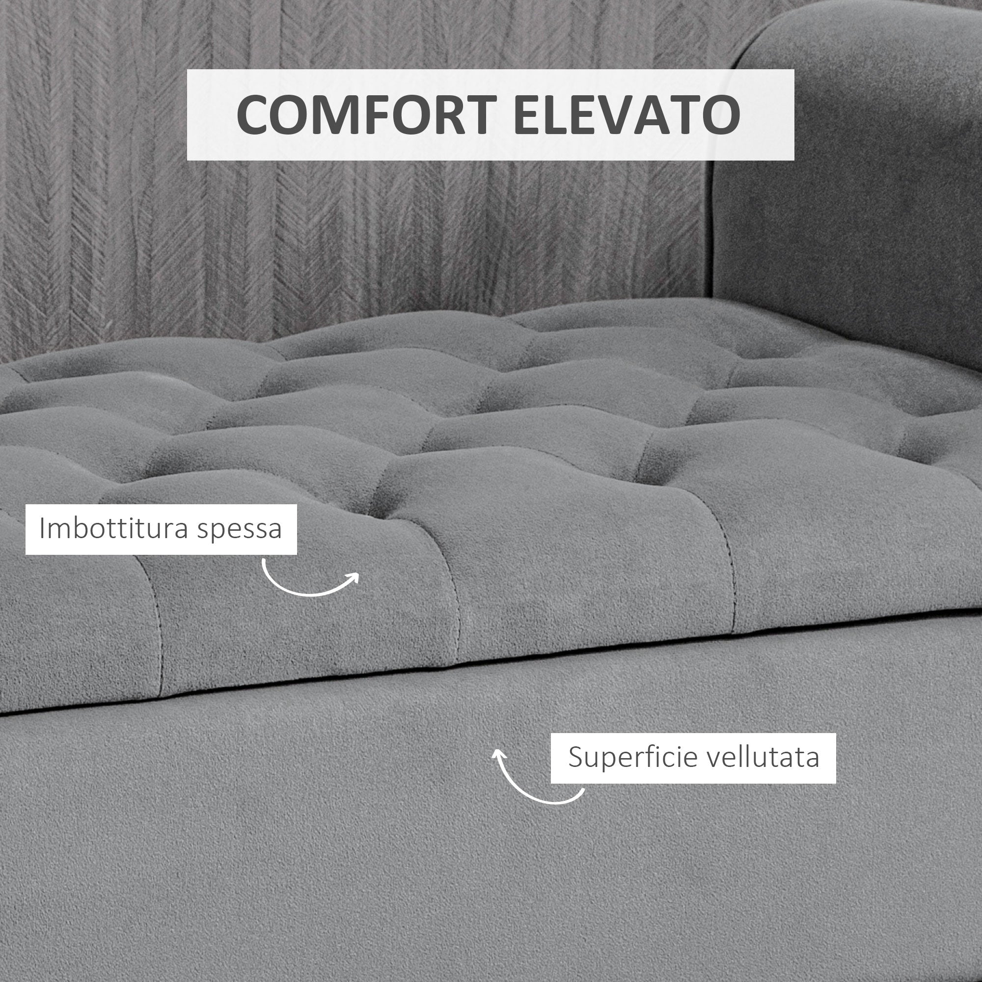 Easycomfort Panca Fondo Letto in Tessuto Vellutato with Spazio Portaoggetti e Braccioli, 126x48.5x57 cm, Grigio