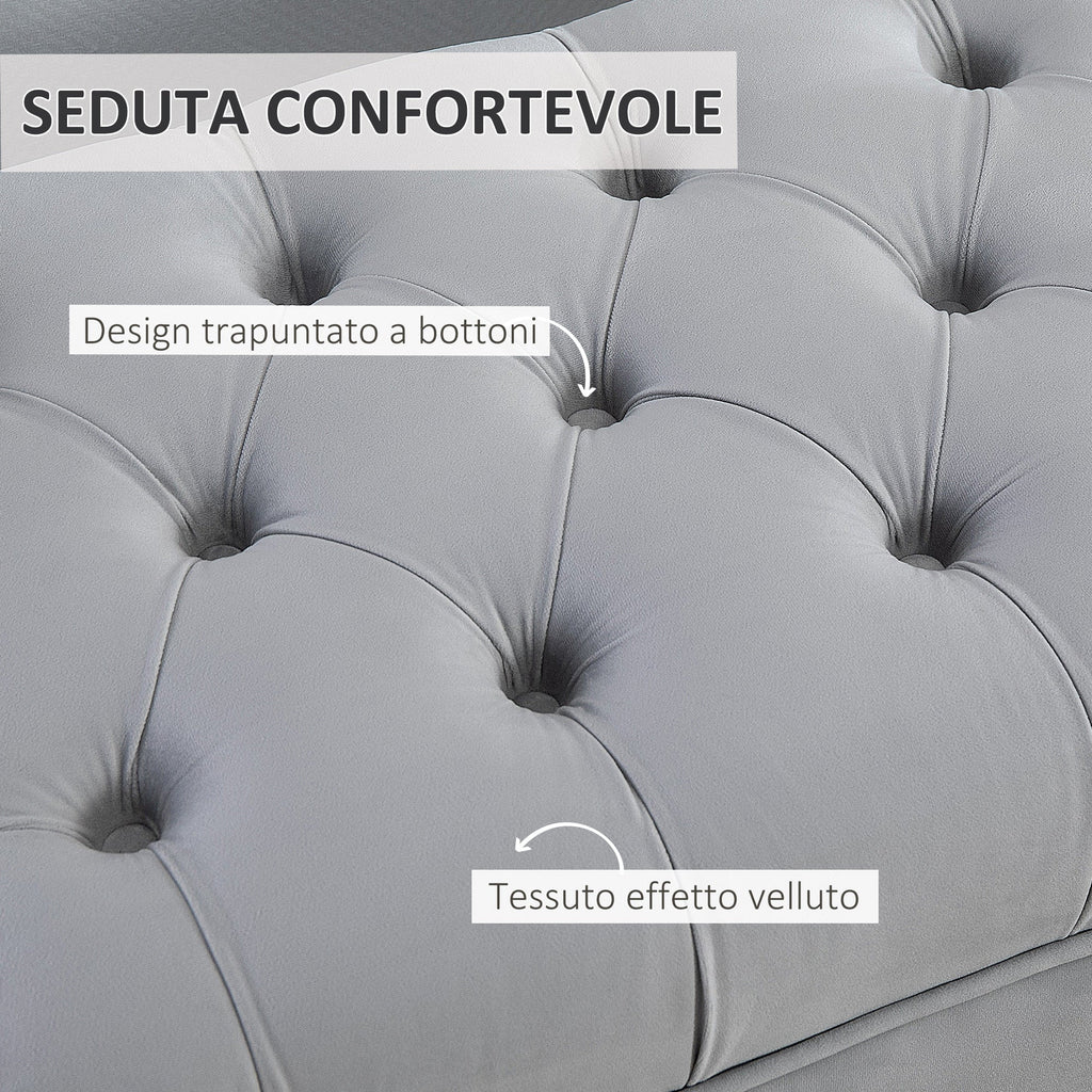 Easycomfort Panca Imbottita Fondoletto in Tessuto Vellutato e Base in Metallo Dorato, 118x45x42cm, Grigio