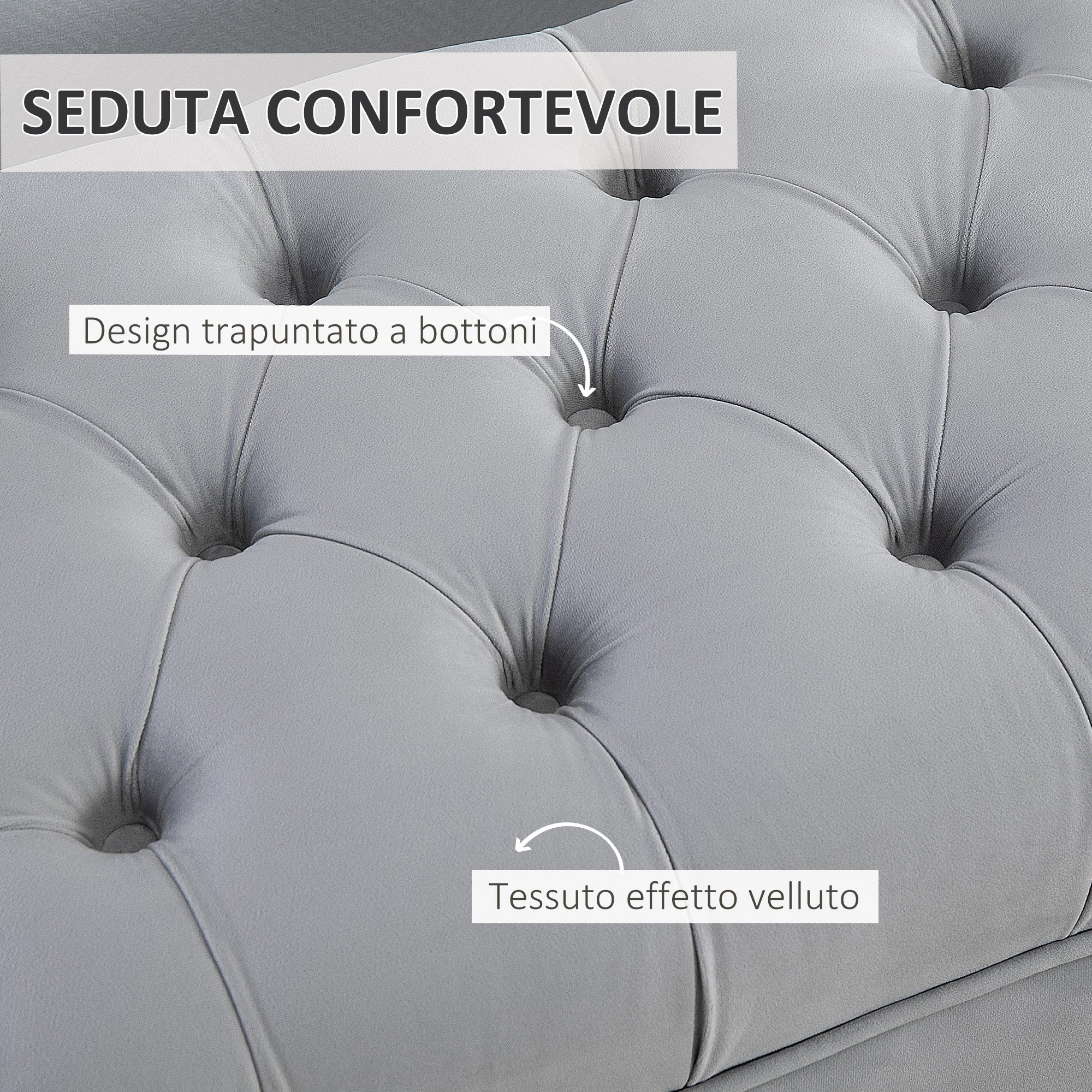 Easycomfort Panca Imbottita Fondoletto in Tessuto Vellutato e Base in Metallo Dorato, 118x45x42cm, Grigio