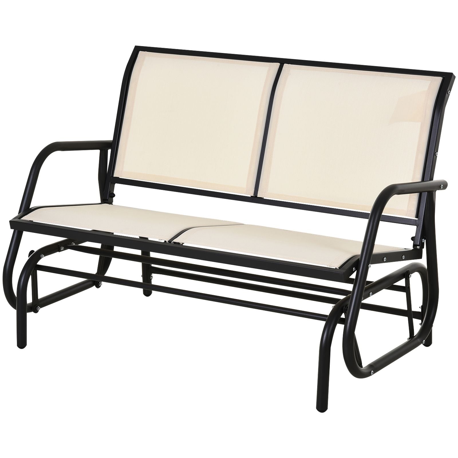 EasyComfort 2-persoons tuinschommelbank, metalen frame, 120x70x85 cm, beige