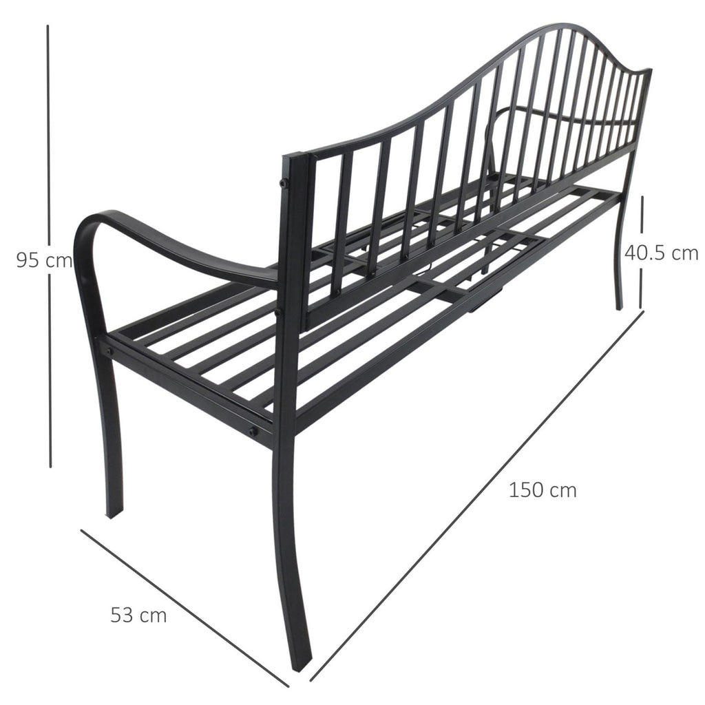 EasyComfort 2-zits tuinbank met uitschuifbare tafel 150 x 53 x 95 cm zwart