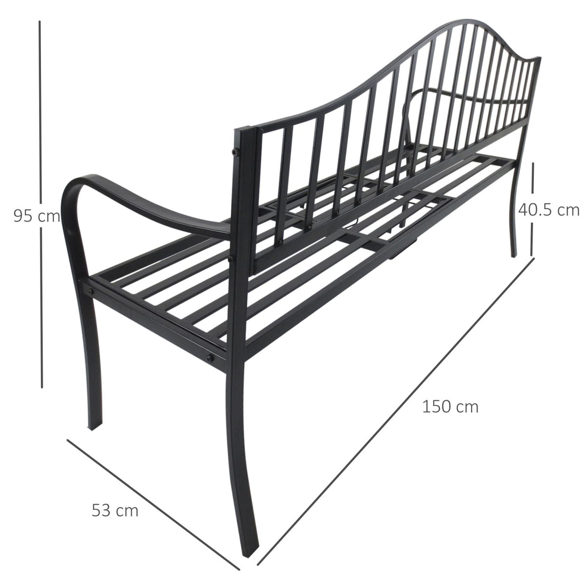 EasyComfort 2-zits tuinbank met uitschuifbare tafel 150 x 53 x 95 cm zwart