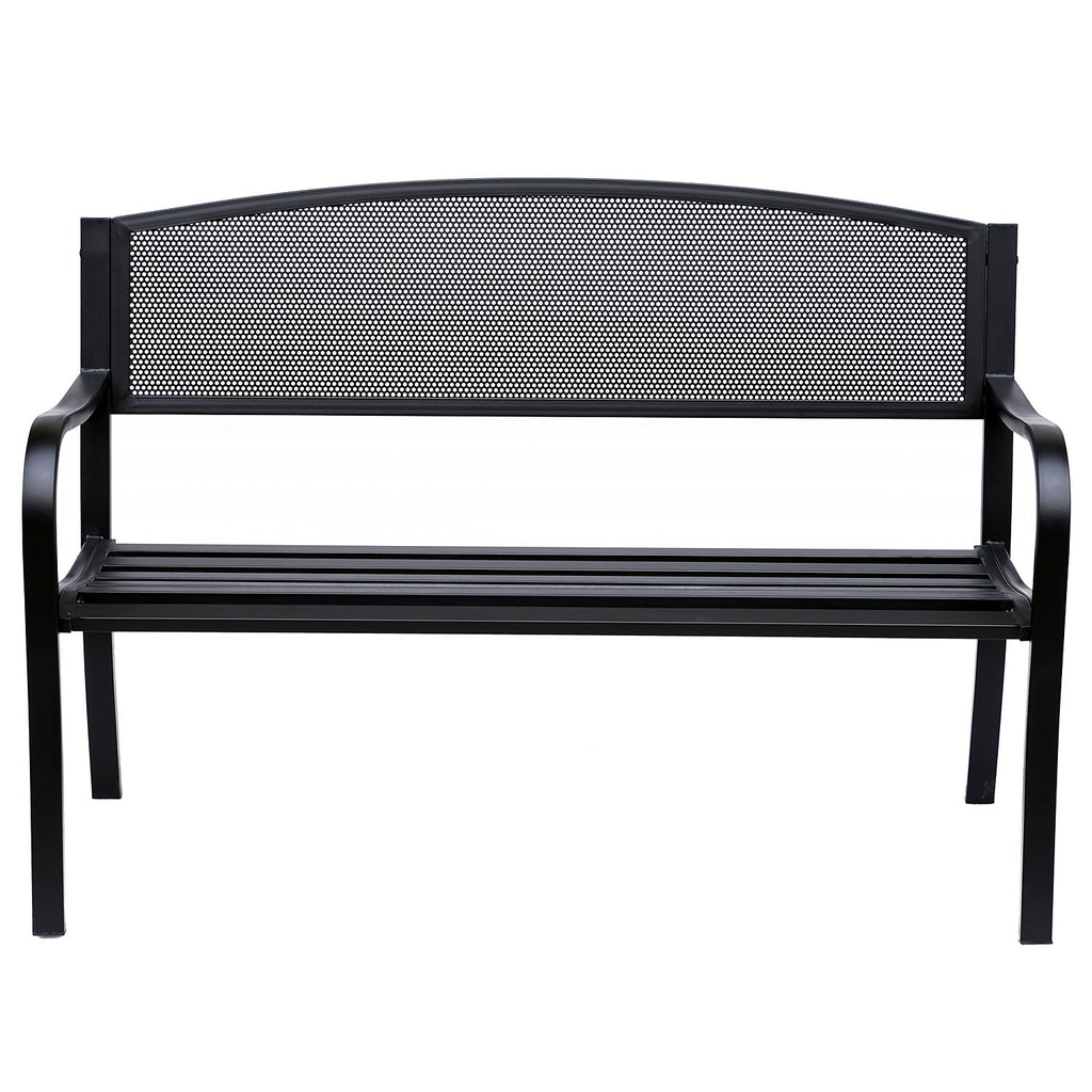 EASYCOMFORT Outdoor Bench in Steel, Black, 127x60x85cm