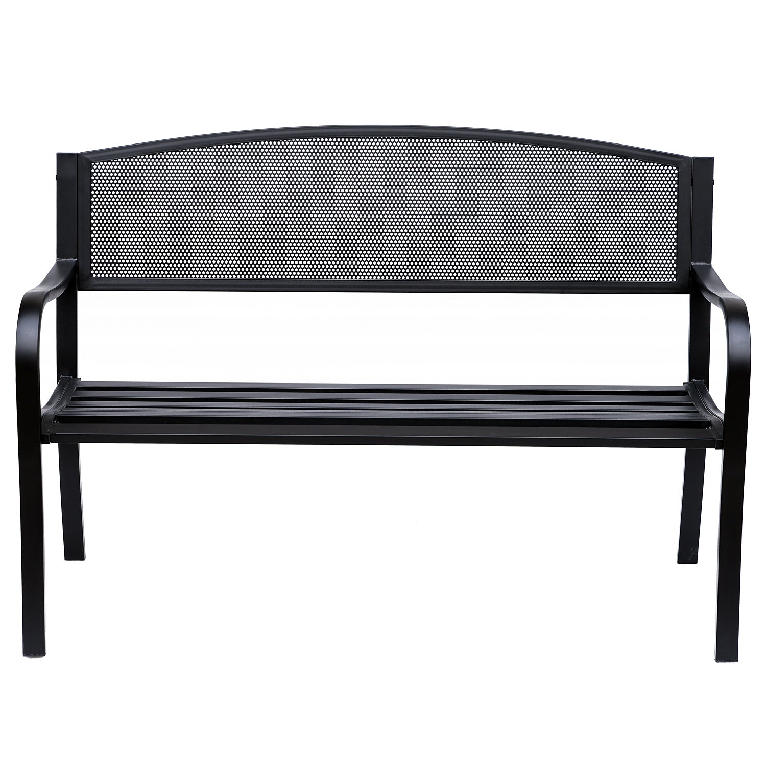 EASYCOMFORT Outdoor Bench in Steel, Black, 127x60x85cm