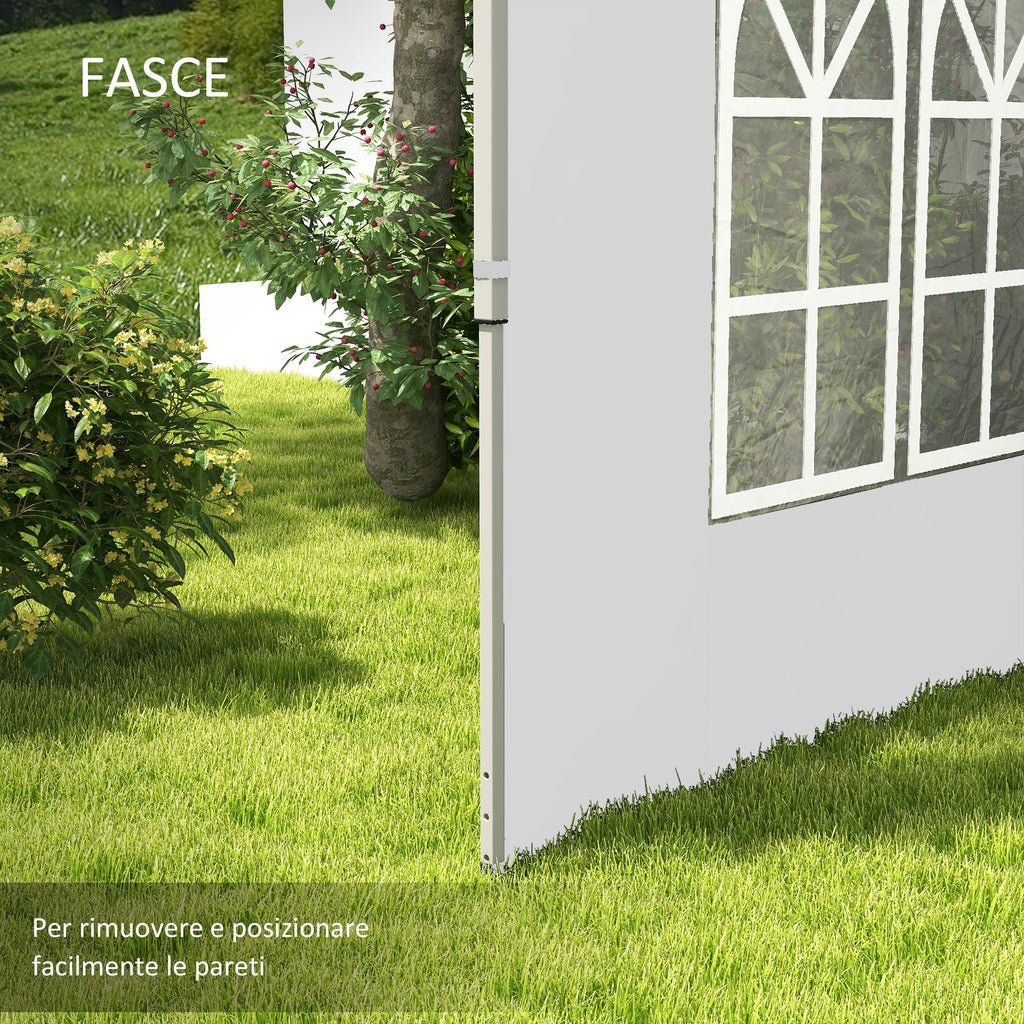 EasyComfort Pareti per Gazebo 3x3 o 3x4 with Finestrelle Incluse, in Plastica e Tessuto Oxford, 295x195 cm, white