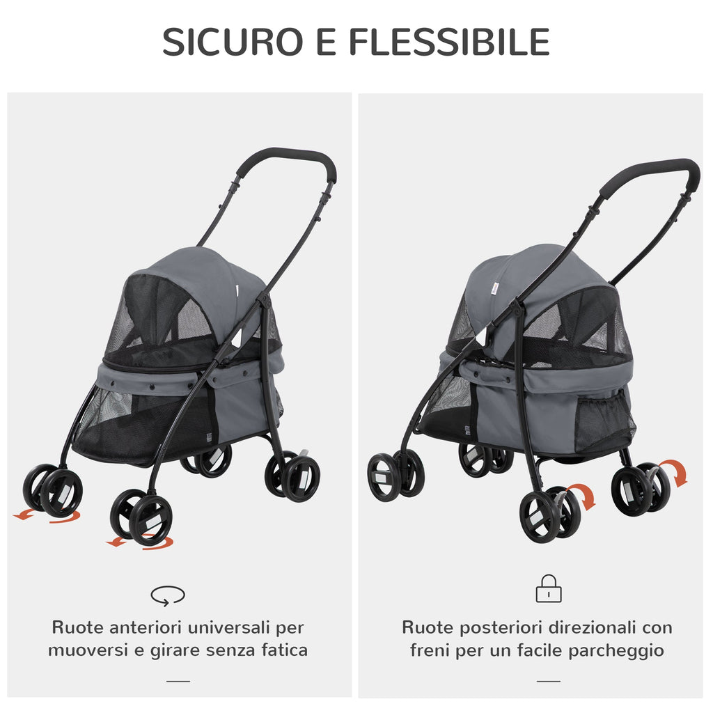 EasyComfort Opvouwbare hondenbuggy met verstelbaar dak 82x47x97 cm