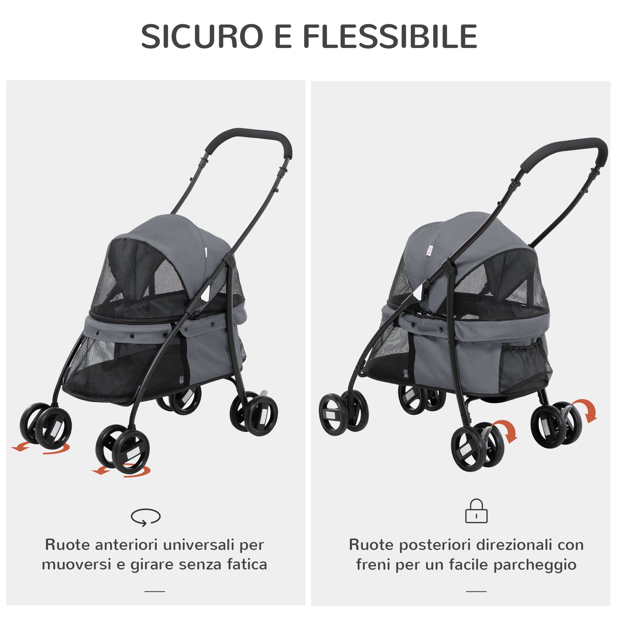 EasyComfort Opvouwbare hondenbuggy met verstelbaar dak 82x47x97 cm