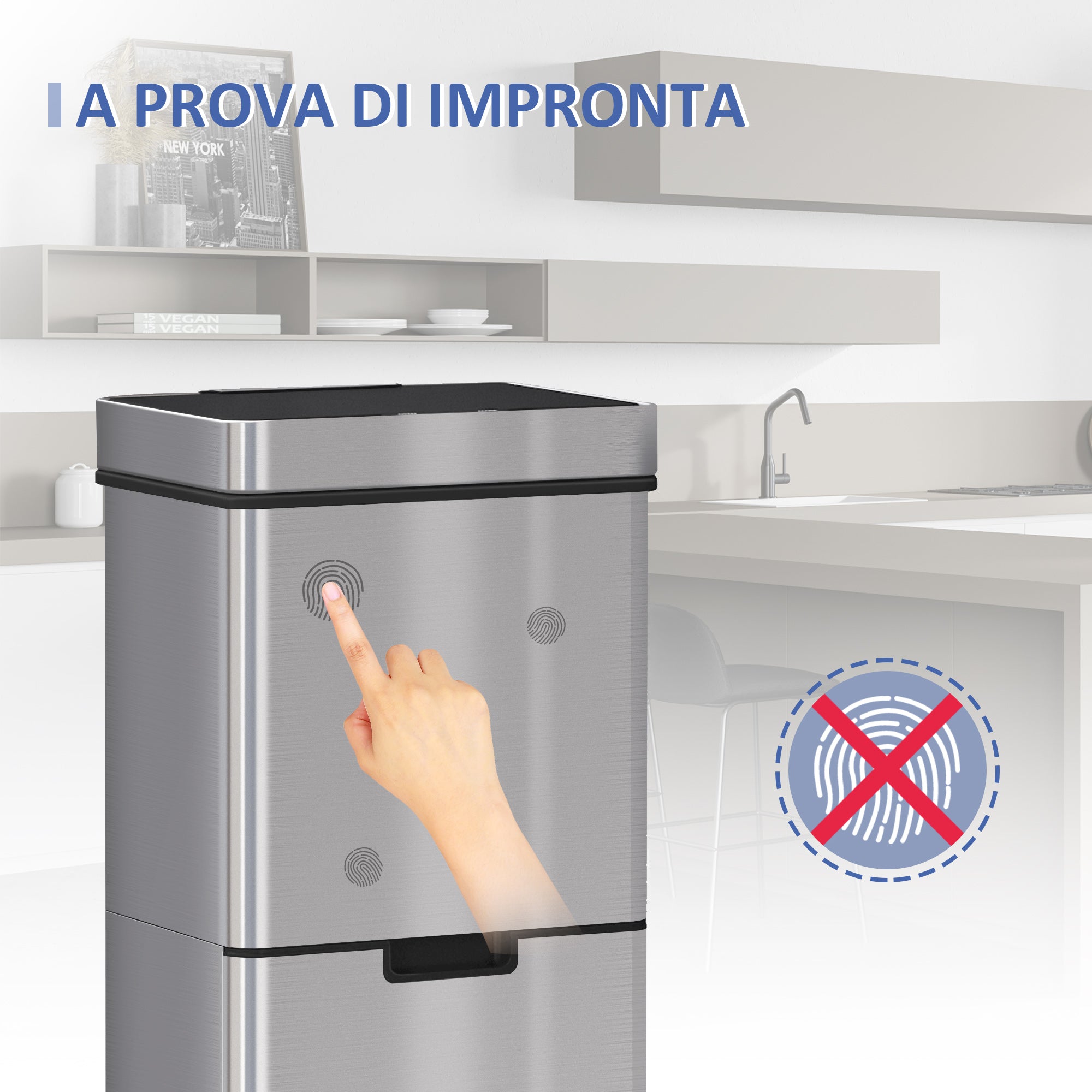 Easycomfort 72L prullenbak met infraroodsensor en 3 compartimenten